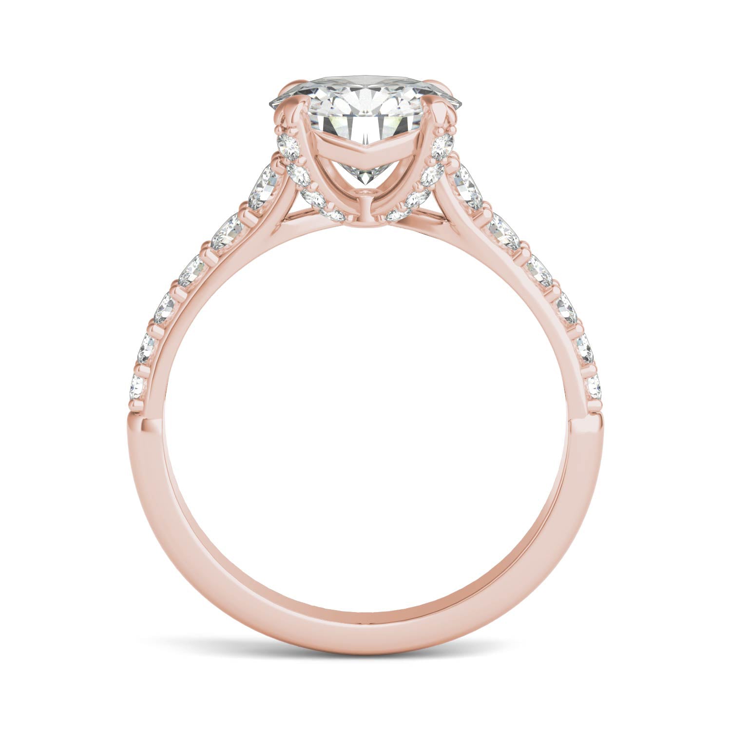 2.43 CTW DEW Round Forever One™ Moissanite Side-Stone Solitaire with Gallery Accents Engagement Ring