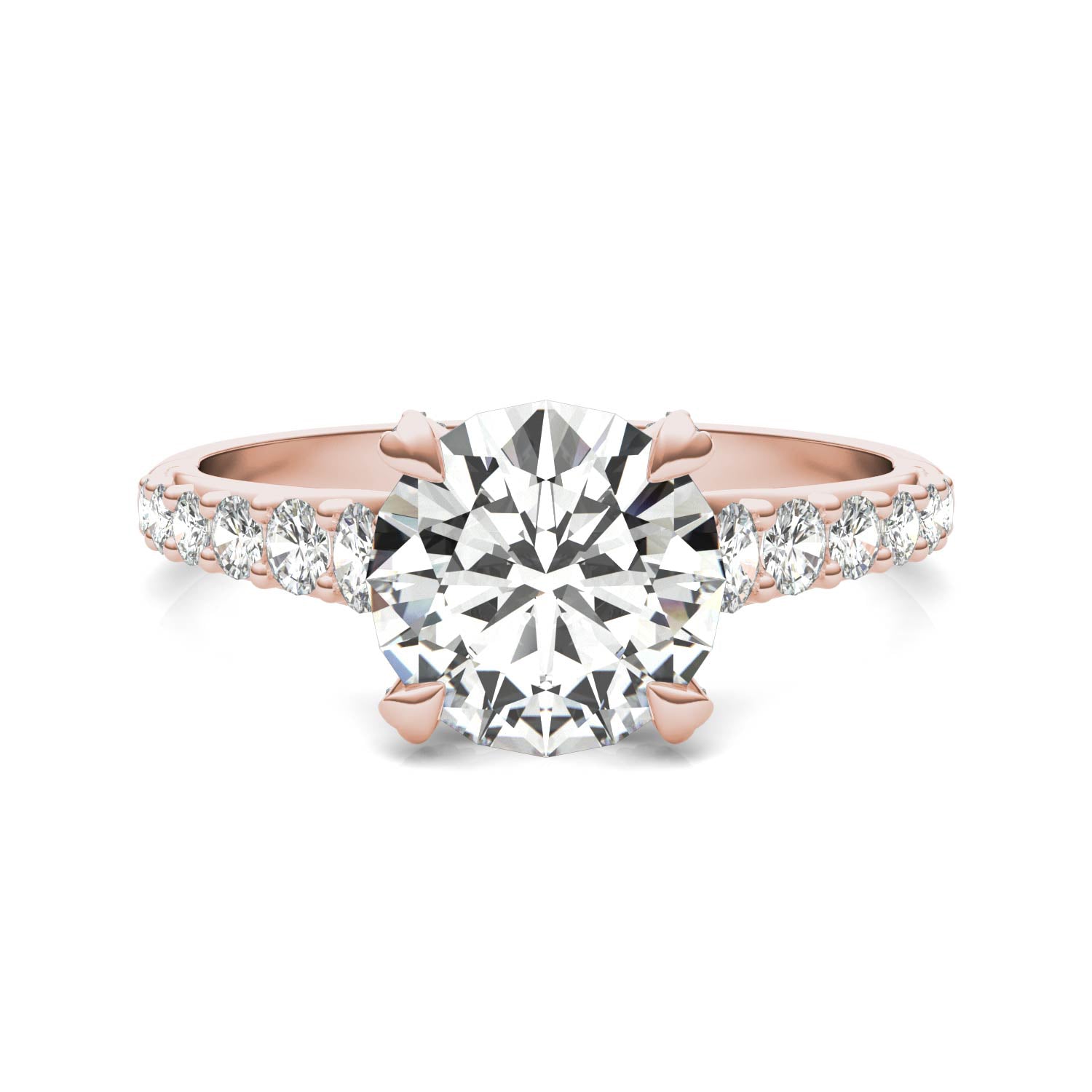 2.43 CTW DEW Round Forever One™ Moissanite Side-Stone Solitaire with Gallery Accents Engagement Ring