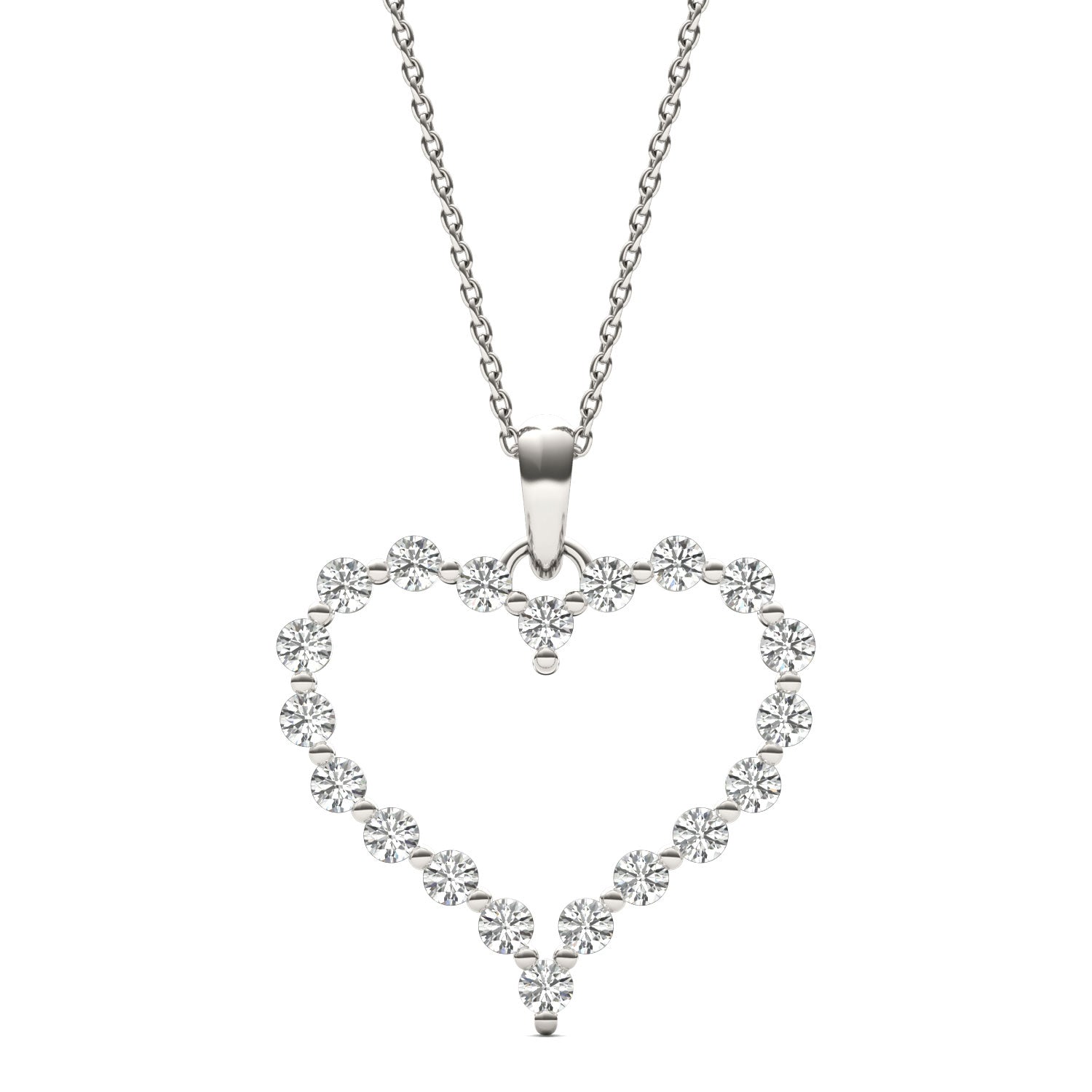 1 CTW Round Caydia® Lab Grown Diamond Shared Prong Heart Pendant Necklace