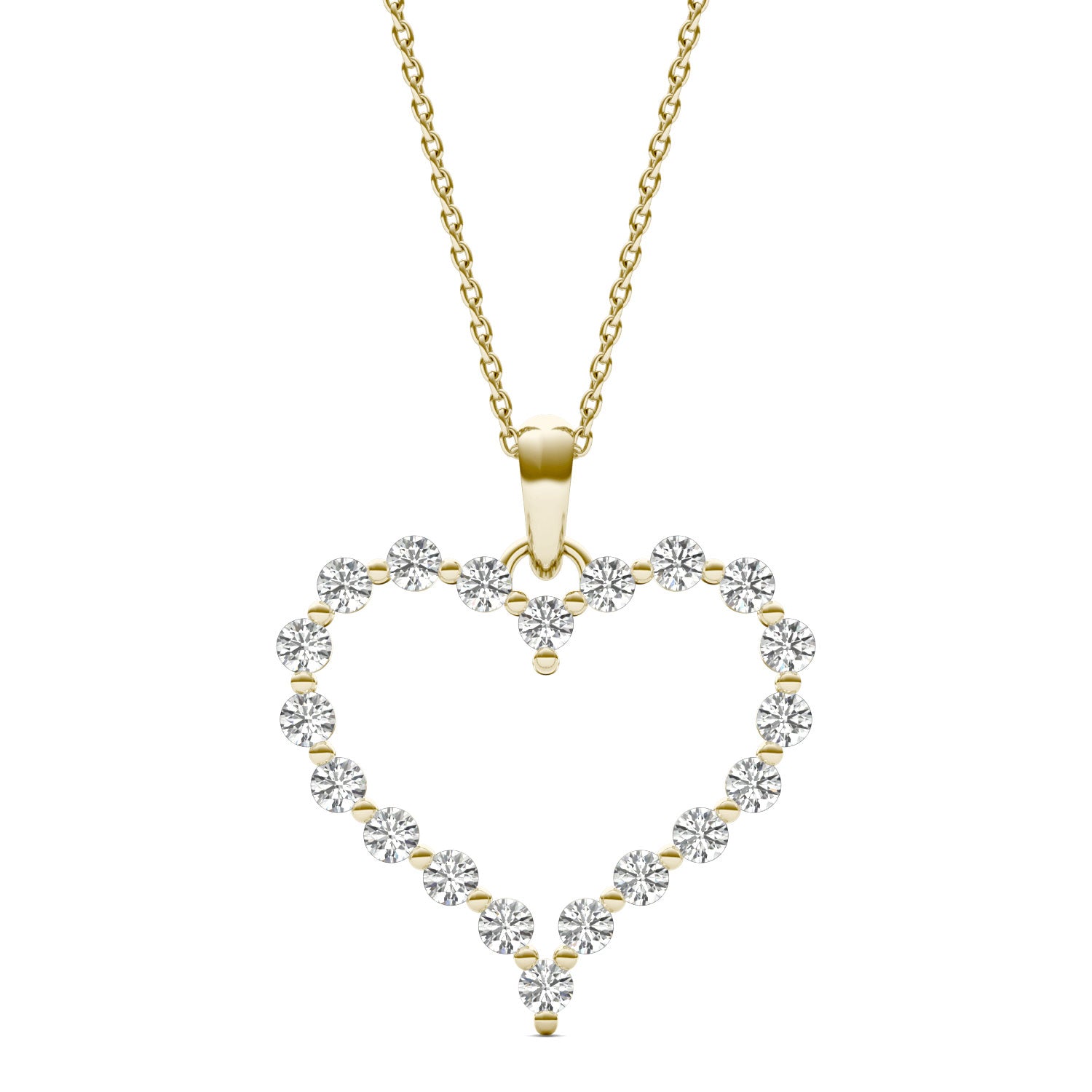 1 CTW Round Caydia® Lab Grown Diamond Shared Prong Heart Pendant Necklace