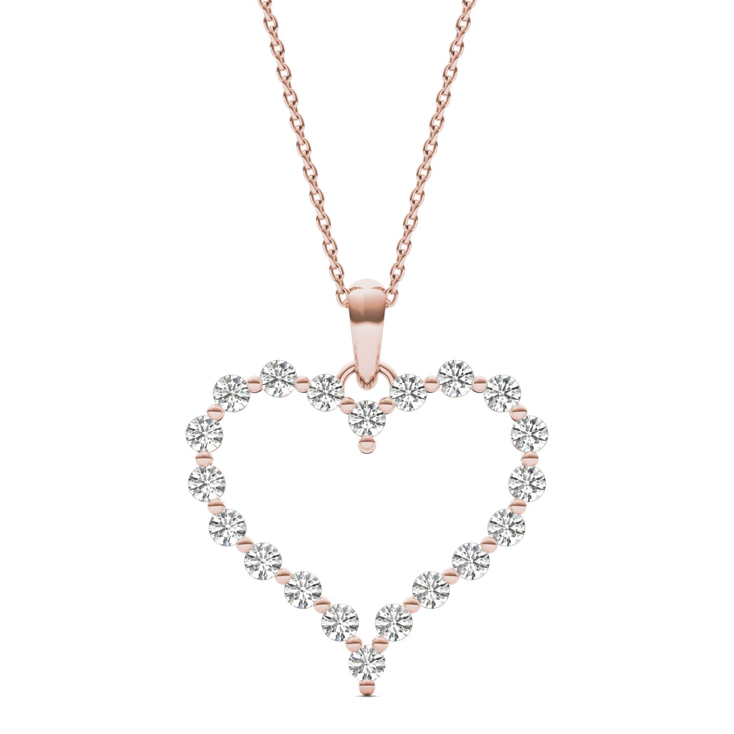1 CTW Round Caydia® Lab Grown Diamond Shared Prong Heart Pendant Necklace