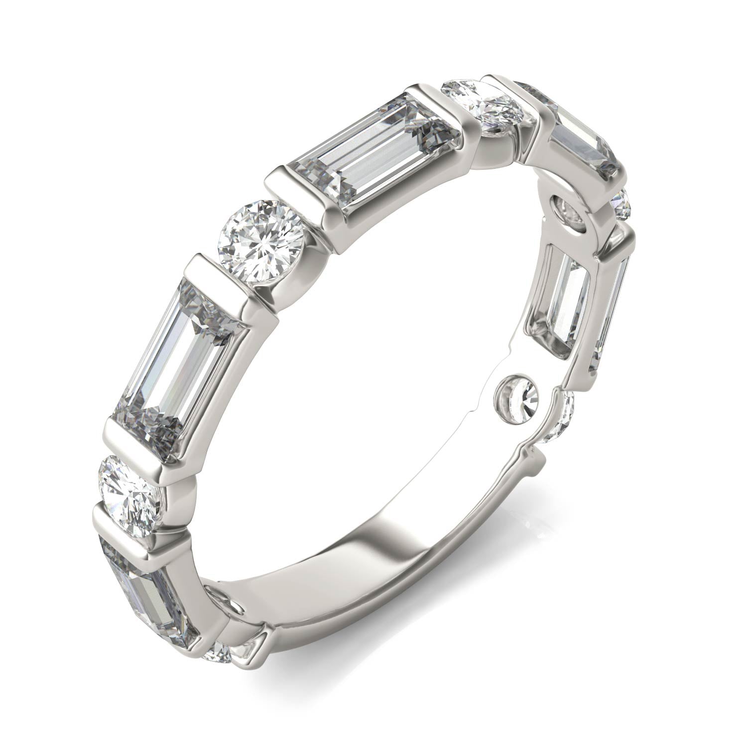 1.62 CTW DEW Round Forever One™ Moissanite Alternating Stackable Ring