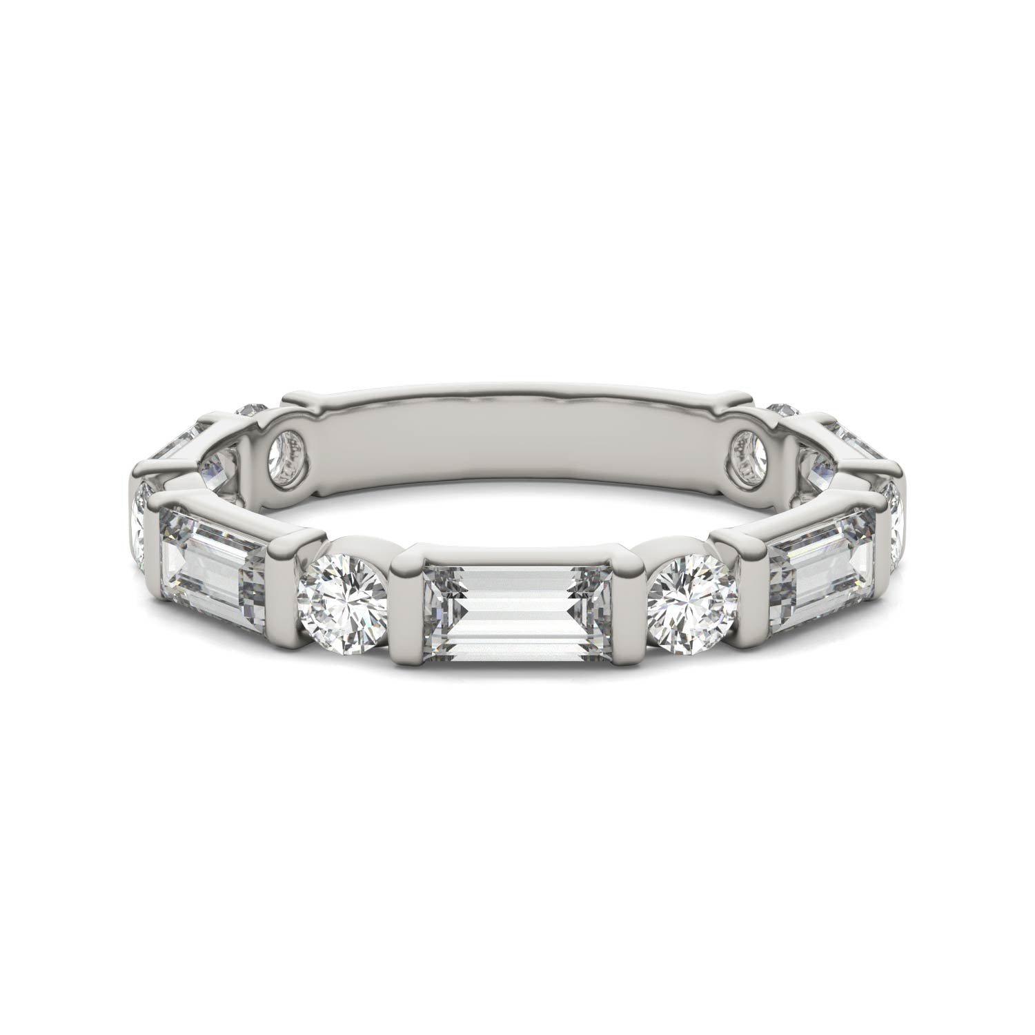 1.62 CTW DEW Round Forever One™ Moissanite Alternating Stackable Ring