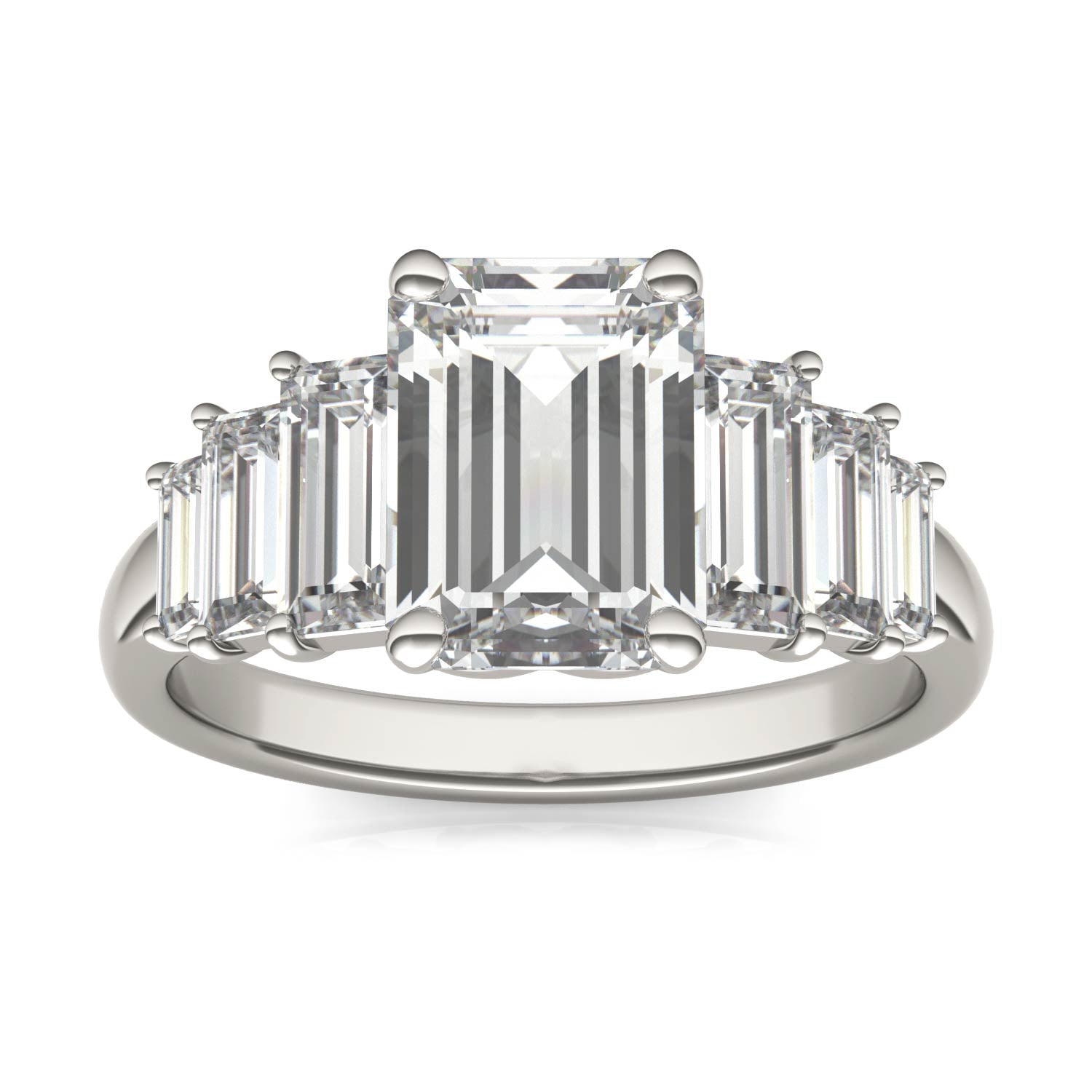 4.08 CTW DEW Emerald Forever One™ Moissanite Signature Seven Stone Engagement Ring