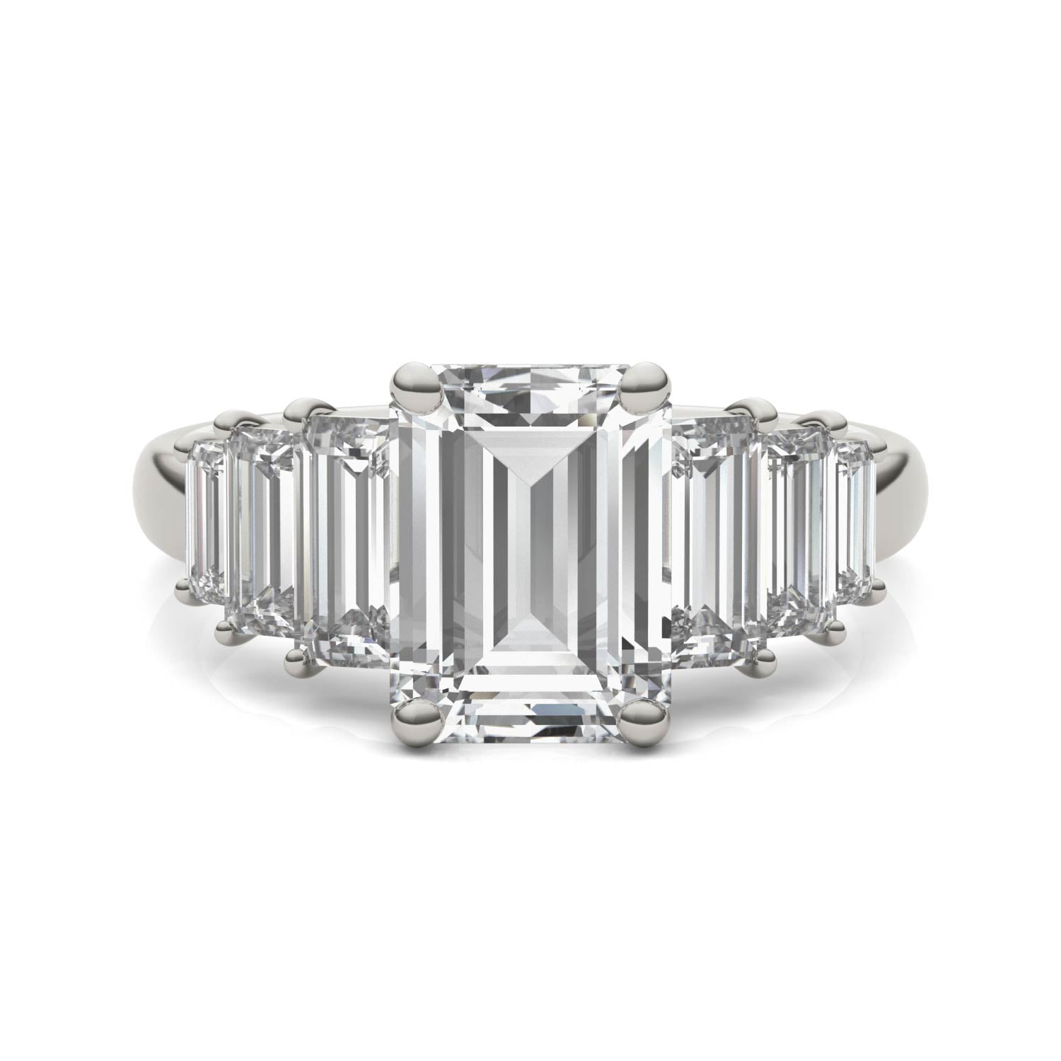 4.08 CTW DEW Emerald Forever One™ Moissanite Signature Seven Stone Engagement Ring