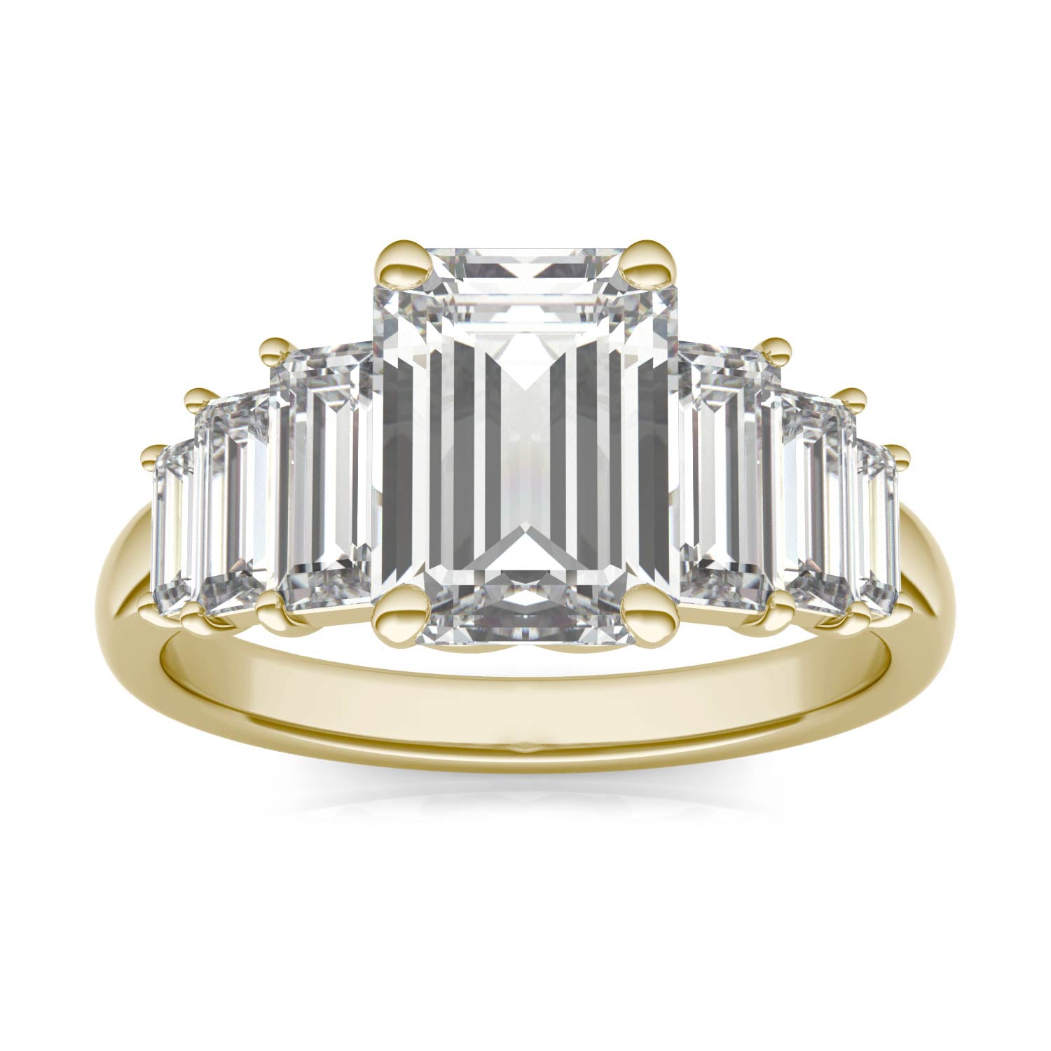 4.08 CTW DEW Emerald Forever One™ Moissanite Signature Seven Stone Engagement Ring