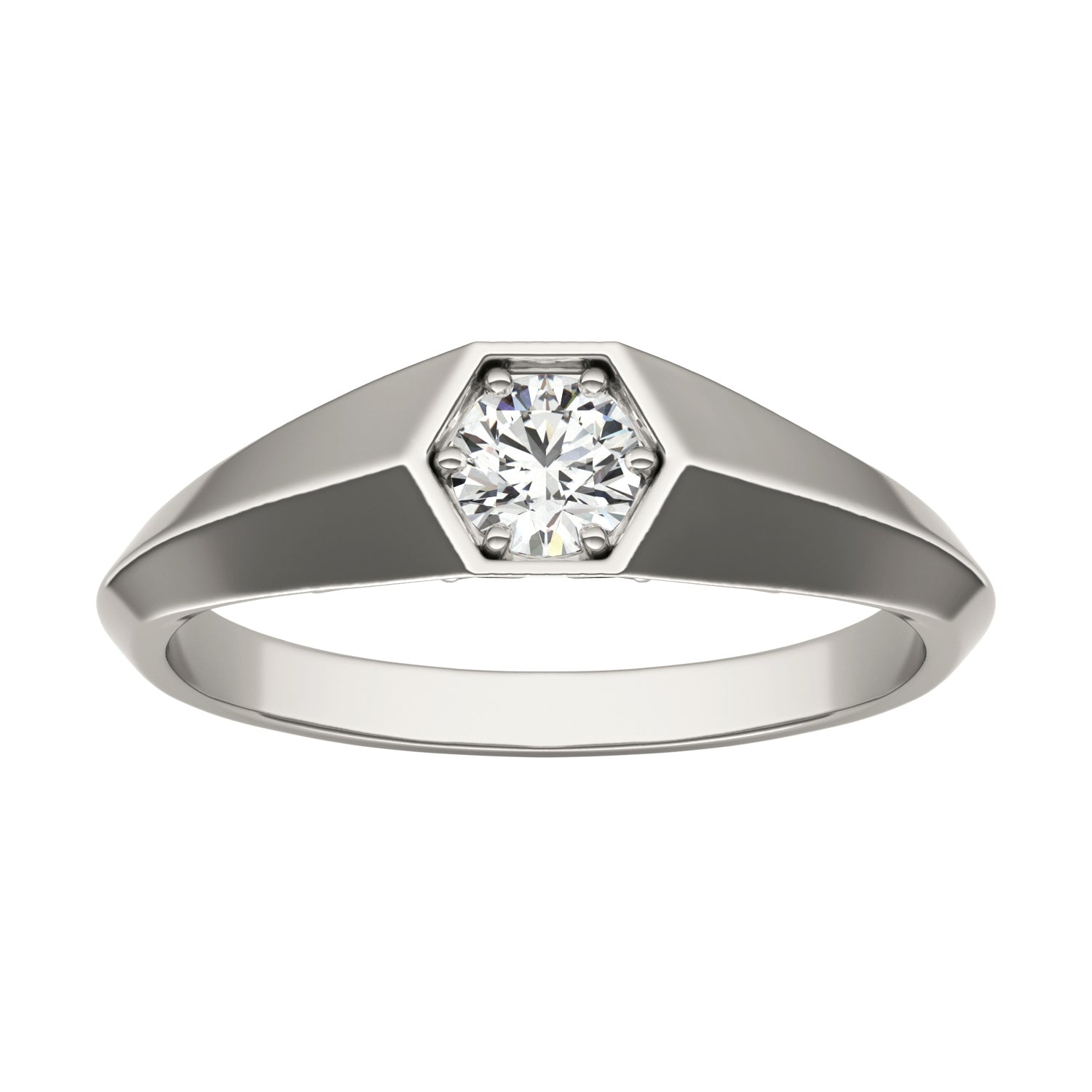 1/4 CTW Round Caydia® Lab Grown Diamond Geometric Solitaire Petite Ring