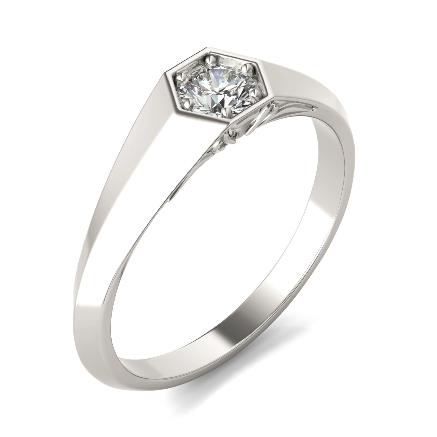 1/4 CTW Round Caydia® Lab Grown Diamond Geometric Solitaire Petite Ring