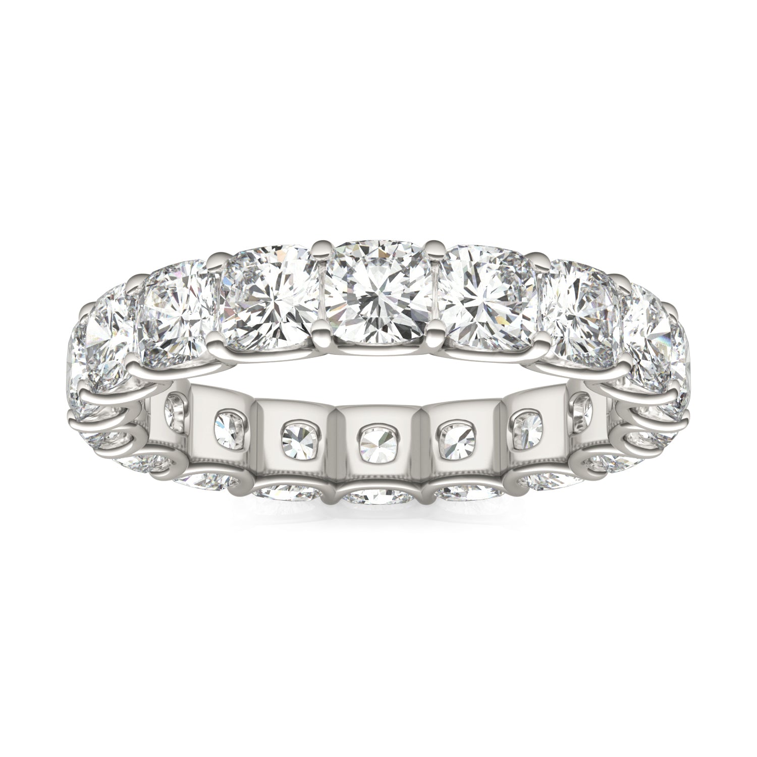 4.18 CTW DEW Cushion Forever One™ Moissanite Trellis Eternity Band Ring