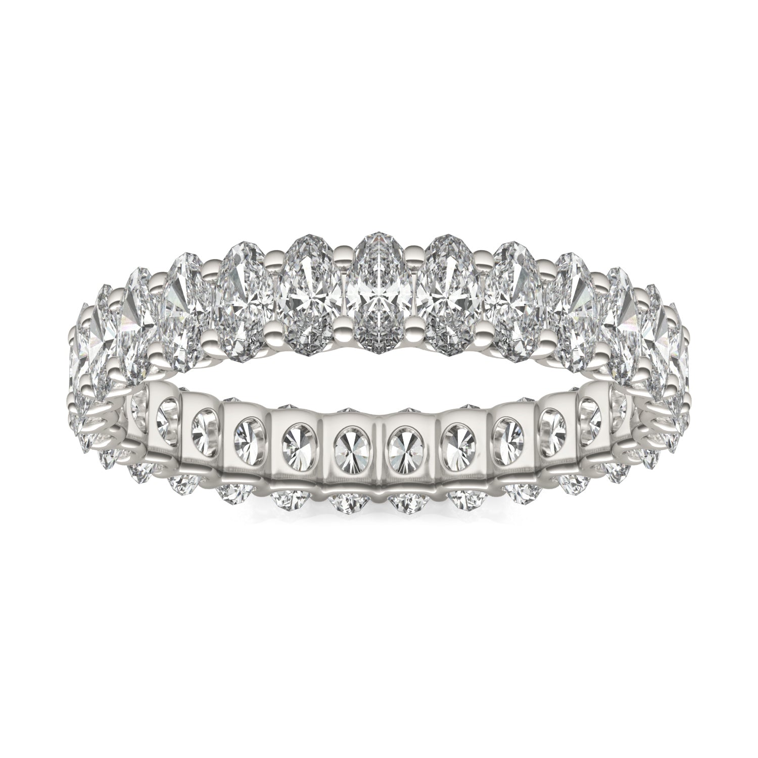 2.90 CTW DEW Oval Forever One™ Moissanite Trellis Eternity Band Ring
