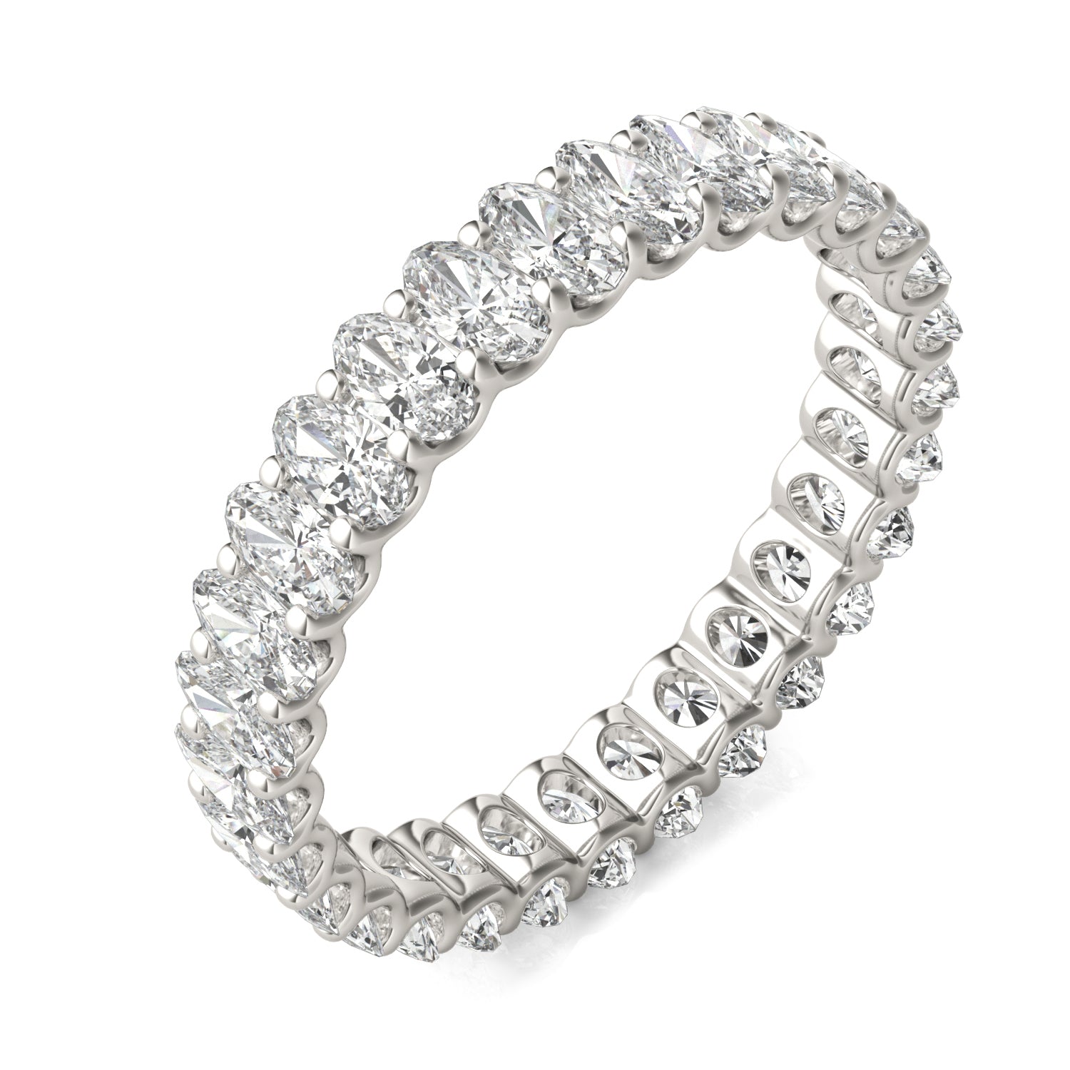 2.90 CTW DEW Oval Forever One™ Moissanite Trellis Eternity Band Ring