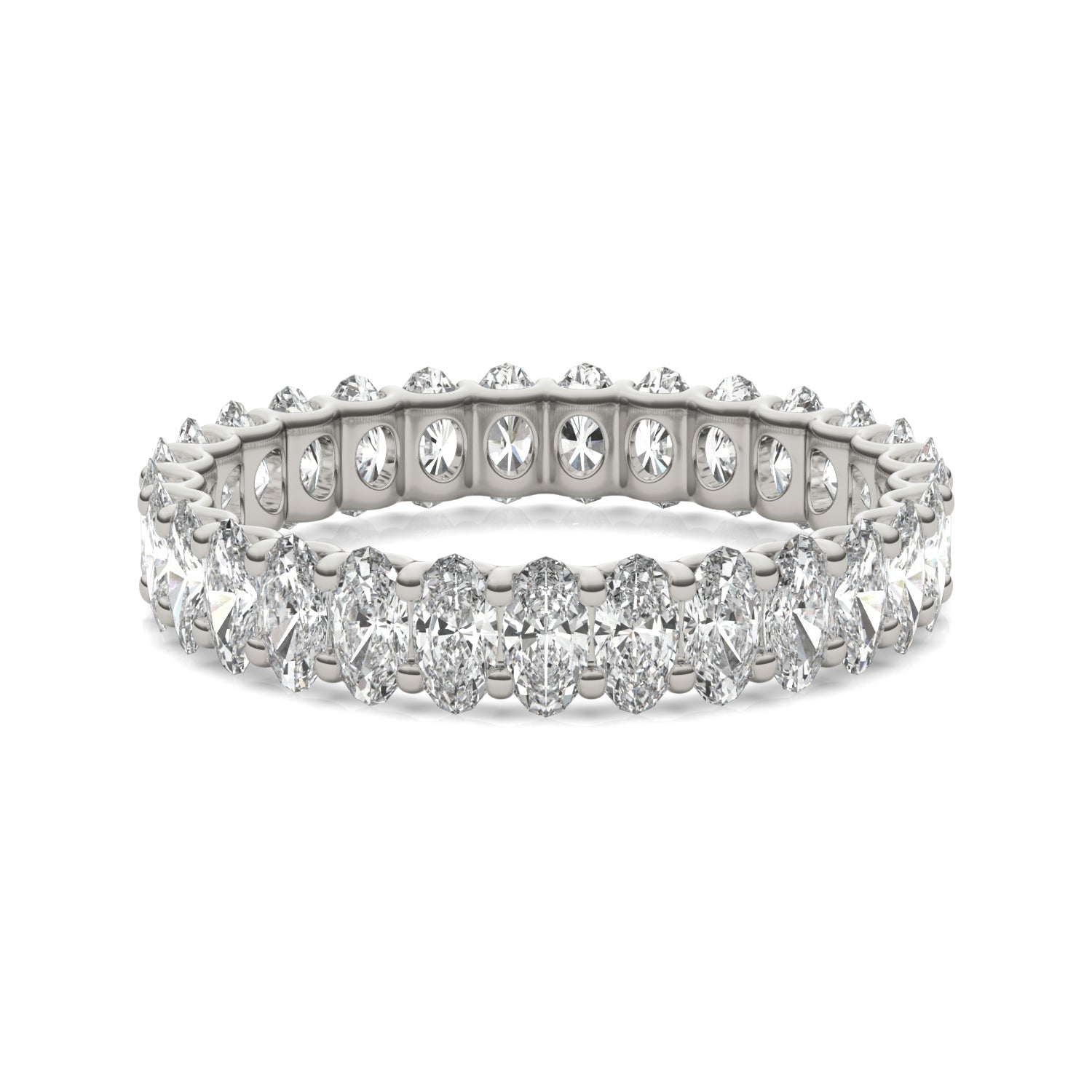 2.90 CTW DEW Oval Forever One™ Moissanite Trellis Eternity Band Ring