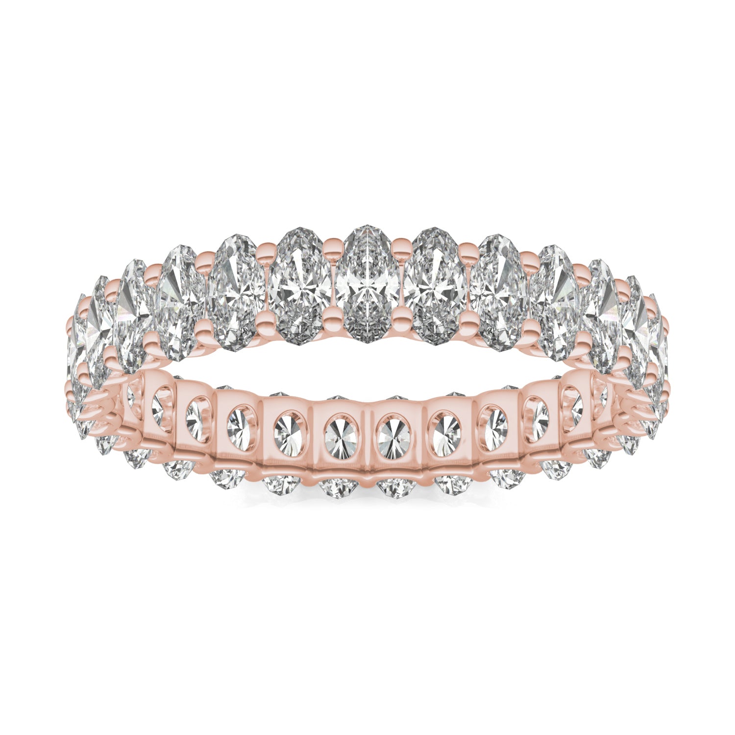 2.90 CTW DEW Oval Forever One™ Moissanite Trellis Eternity Band Ring