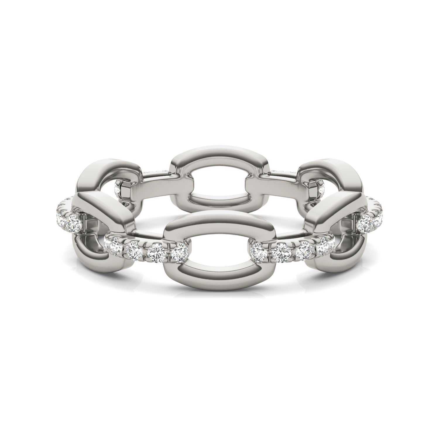 1/4 CTW Round Caydia® Lab Grown Diamond Accented Chain Link Ring