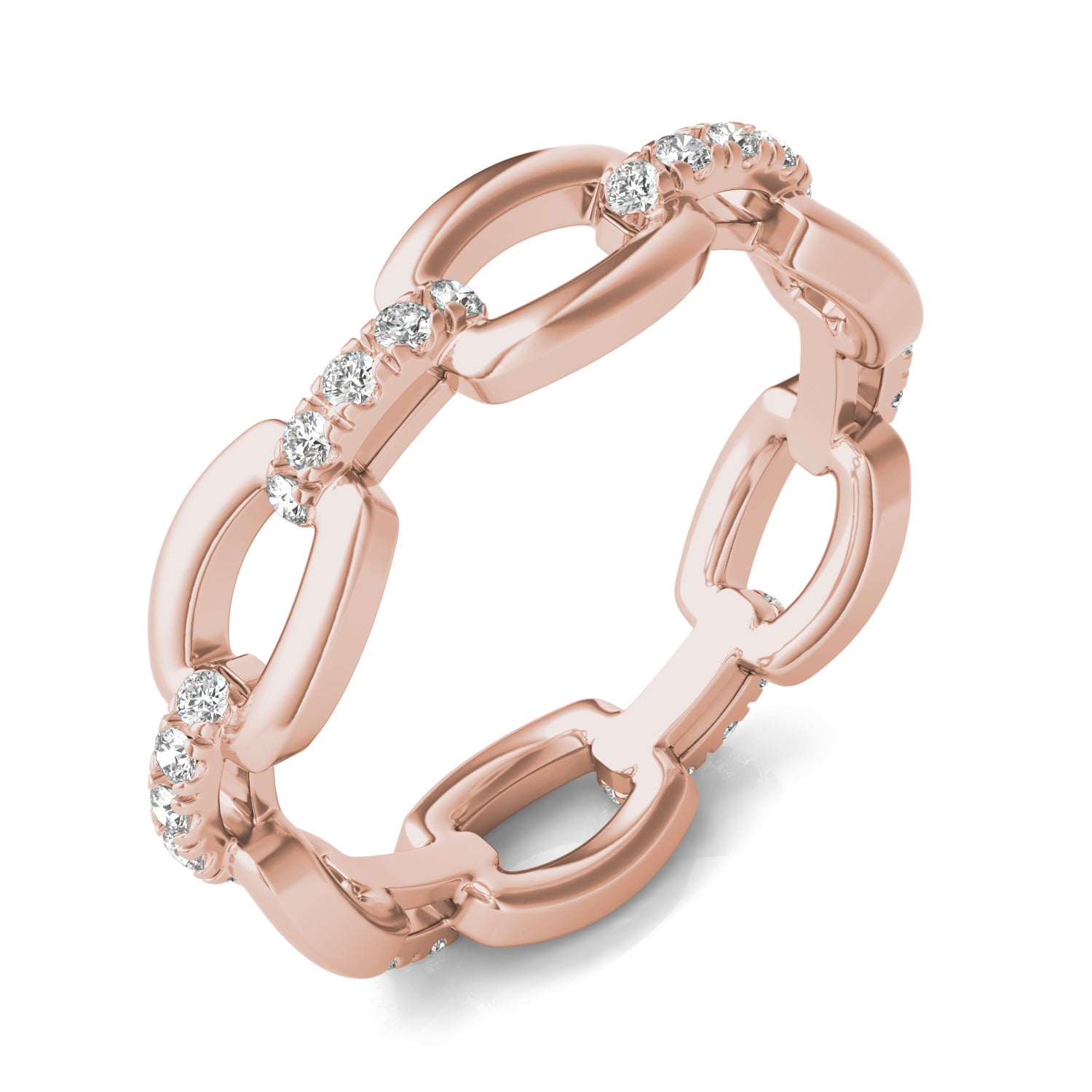 1/4 CTW Round Caydia® Lab Grown Diamond Accented Chain Link Ring