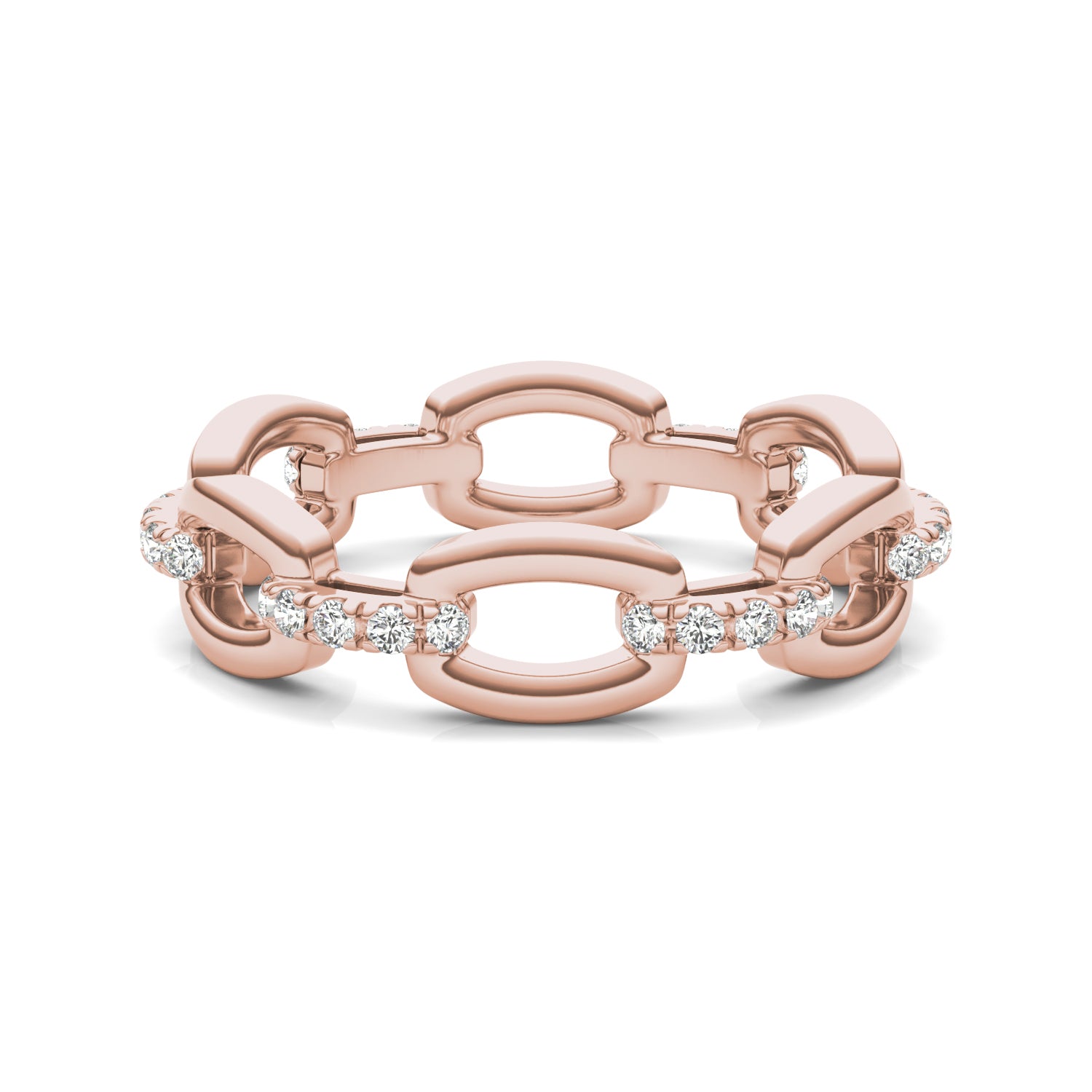 1/4 CTW Round Caydia® Lab Grown Diamond Accented Chain Link Ring