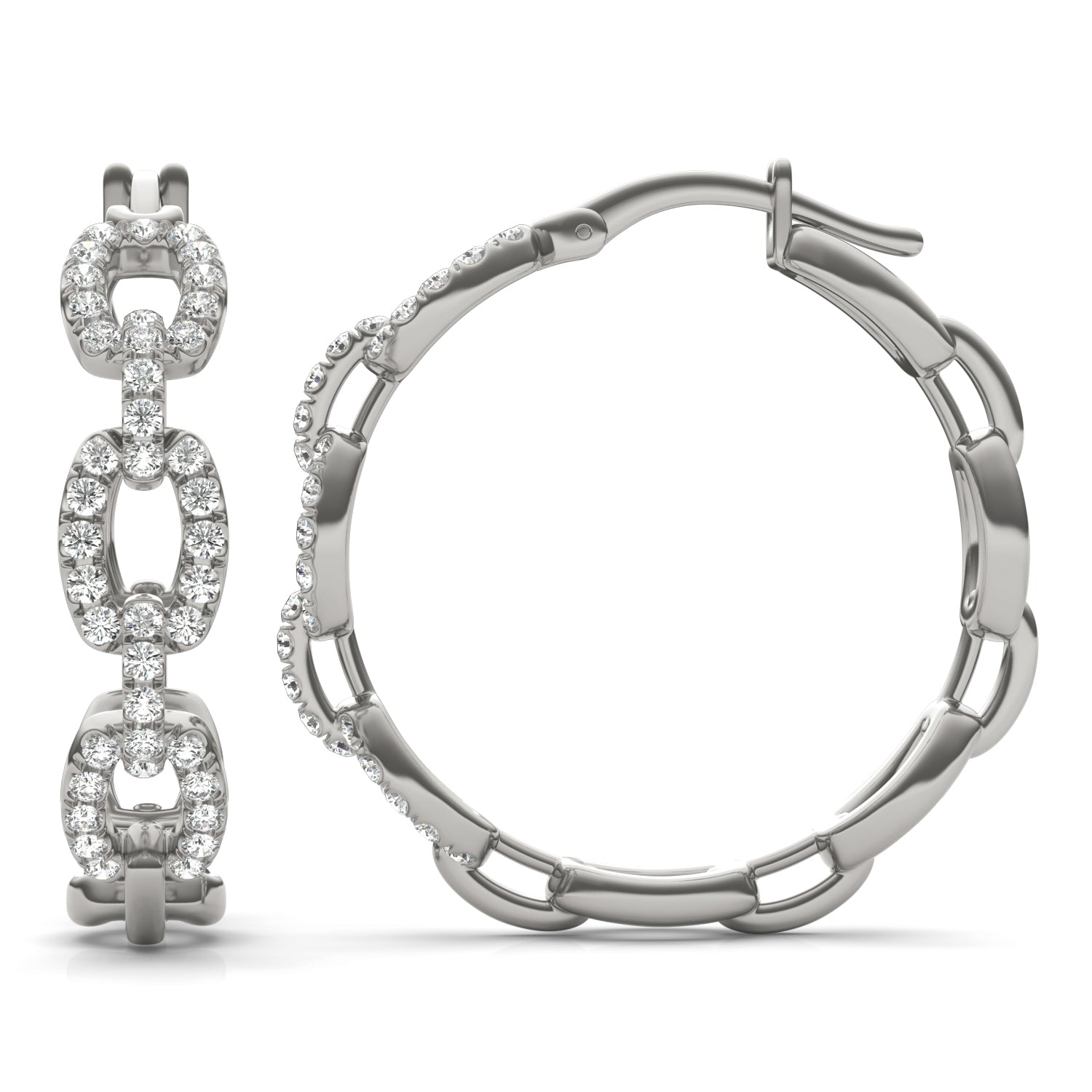 2/3 CTW Round Caydia® Lab Grown Diamond Oval Chain Link Hoop Earrings