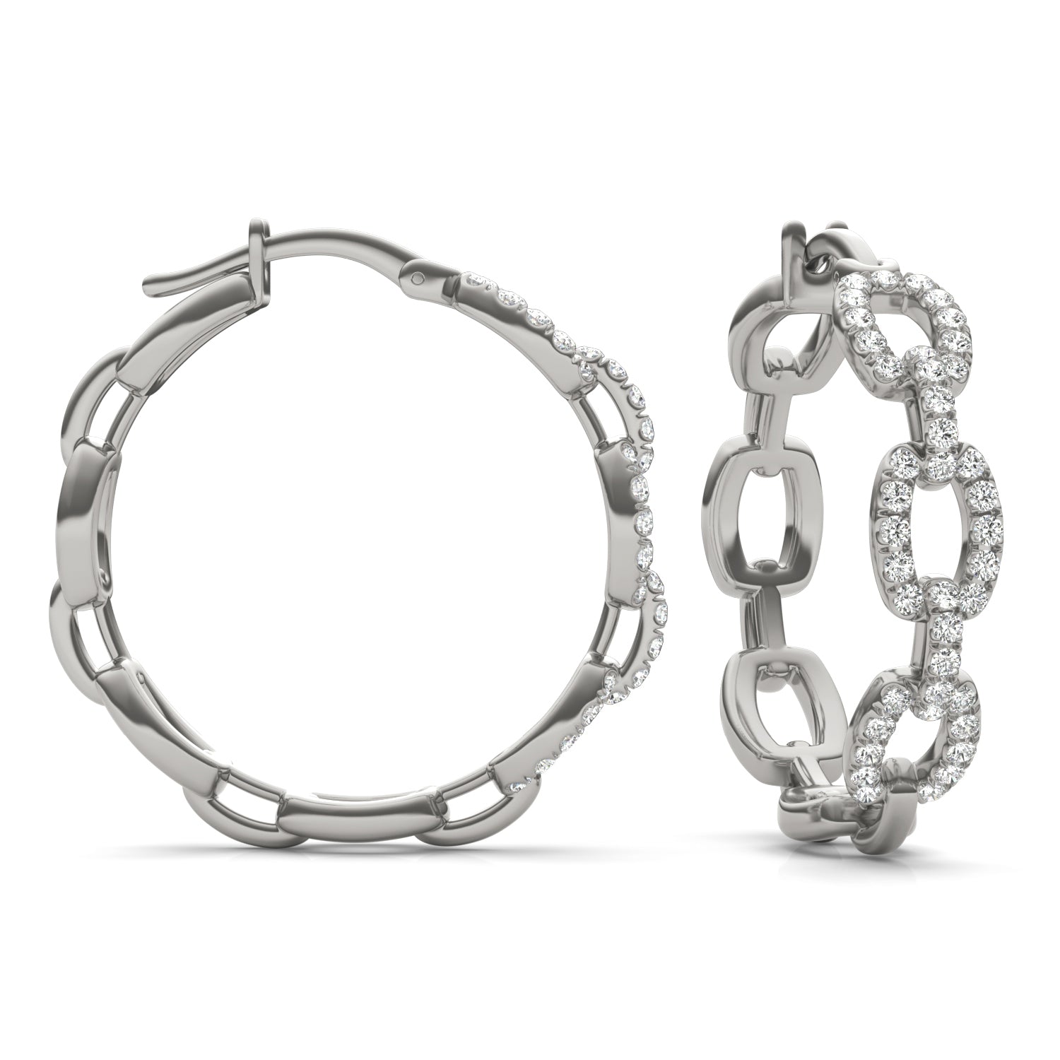 2/3 CTW Round Caydia® Lab Grown Diamond Oval Chain Link Hoop Earrings