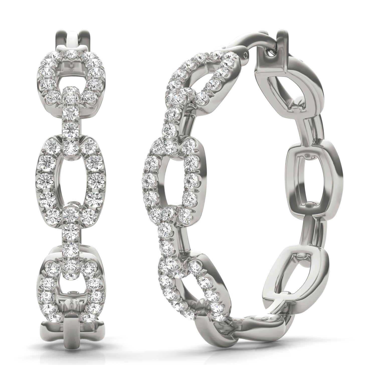 2/3 CTW Round Caydia® Lab Grown Diamond Oval Chain Link Hoop Earrings