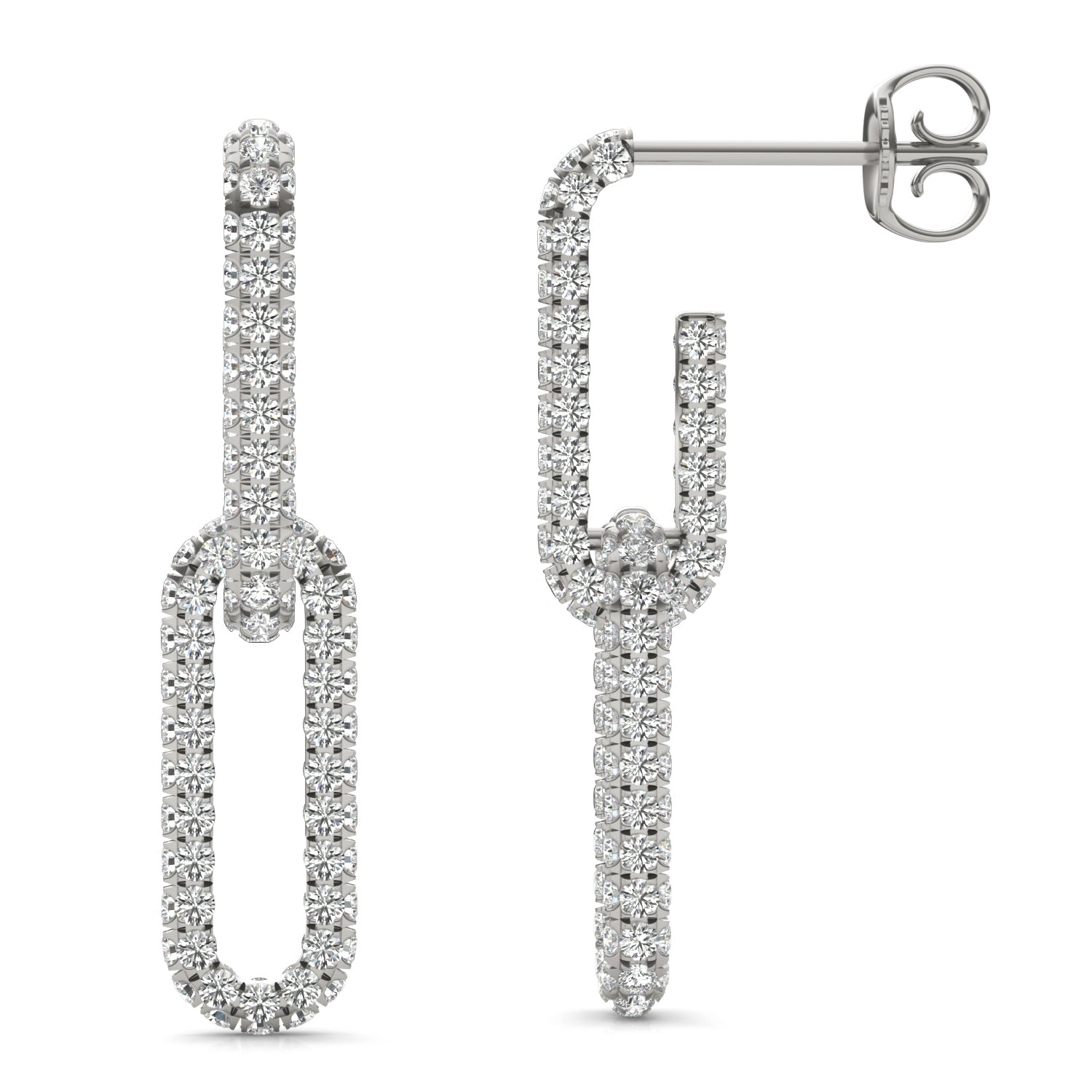 1 1/3 CTW Round Caydia® Lab Grown Diamond Pavé Chain Link Drop Earrings