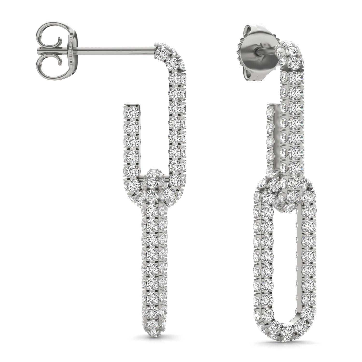 1 1/3 CTW Round Caydia® Lab Grown Diamond Pavé Chain Link Drop Earrings
