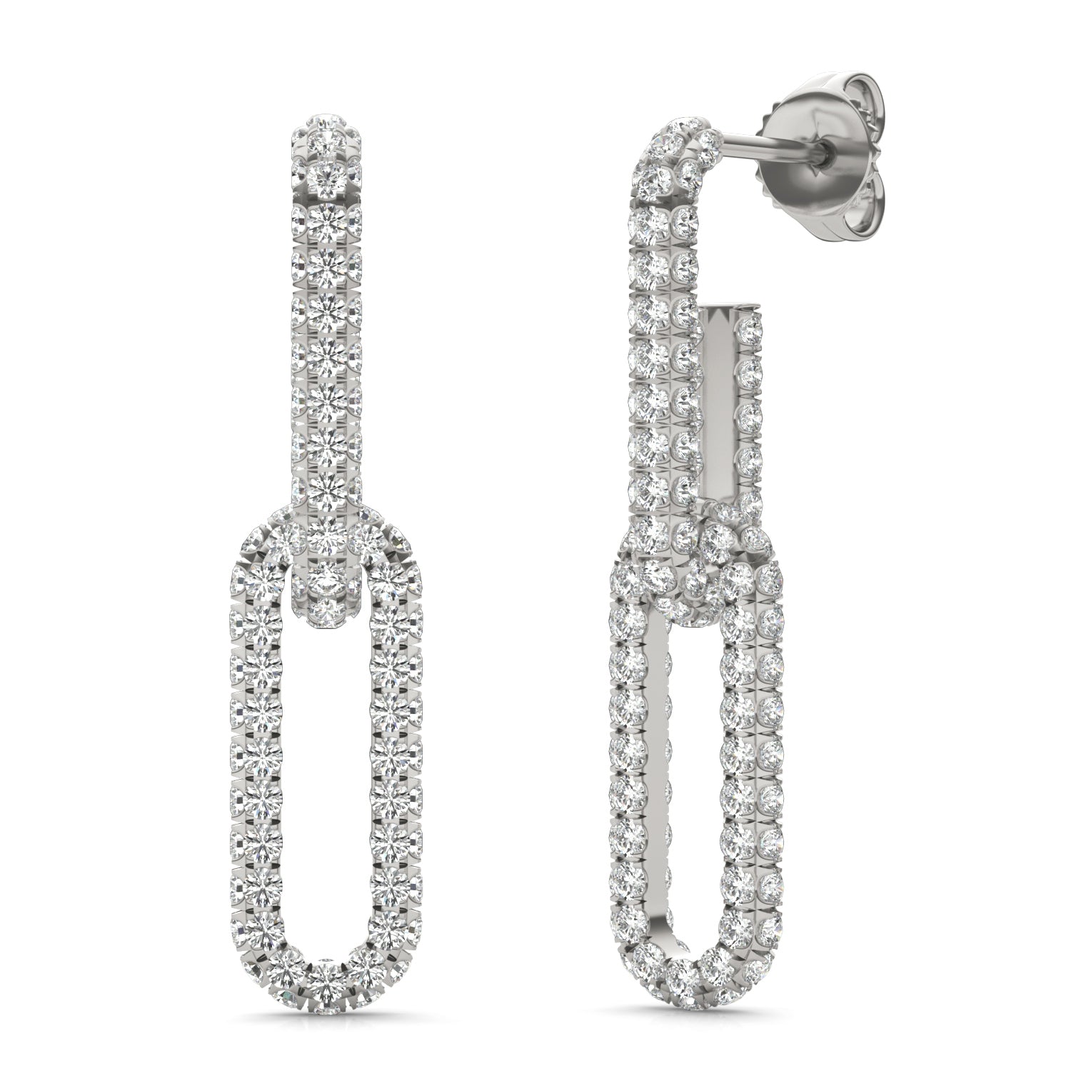 1 1/3 CTW Round Caydia® Lab Grown Diamond Pavé Chain Link Drop Earrings