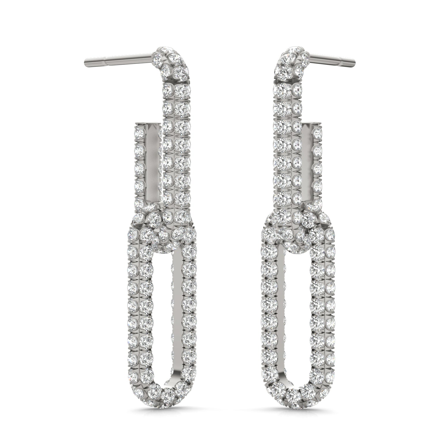1 1/3 CTW Round Caydia® Lab Grown Diamond Pavé Chain Link Drop Earrings