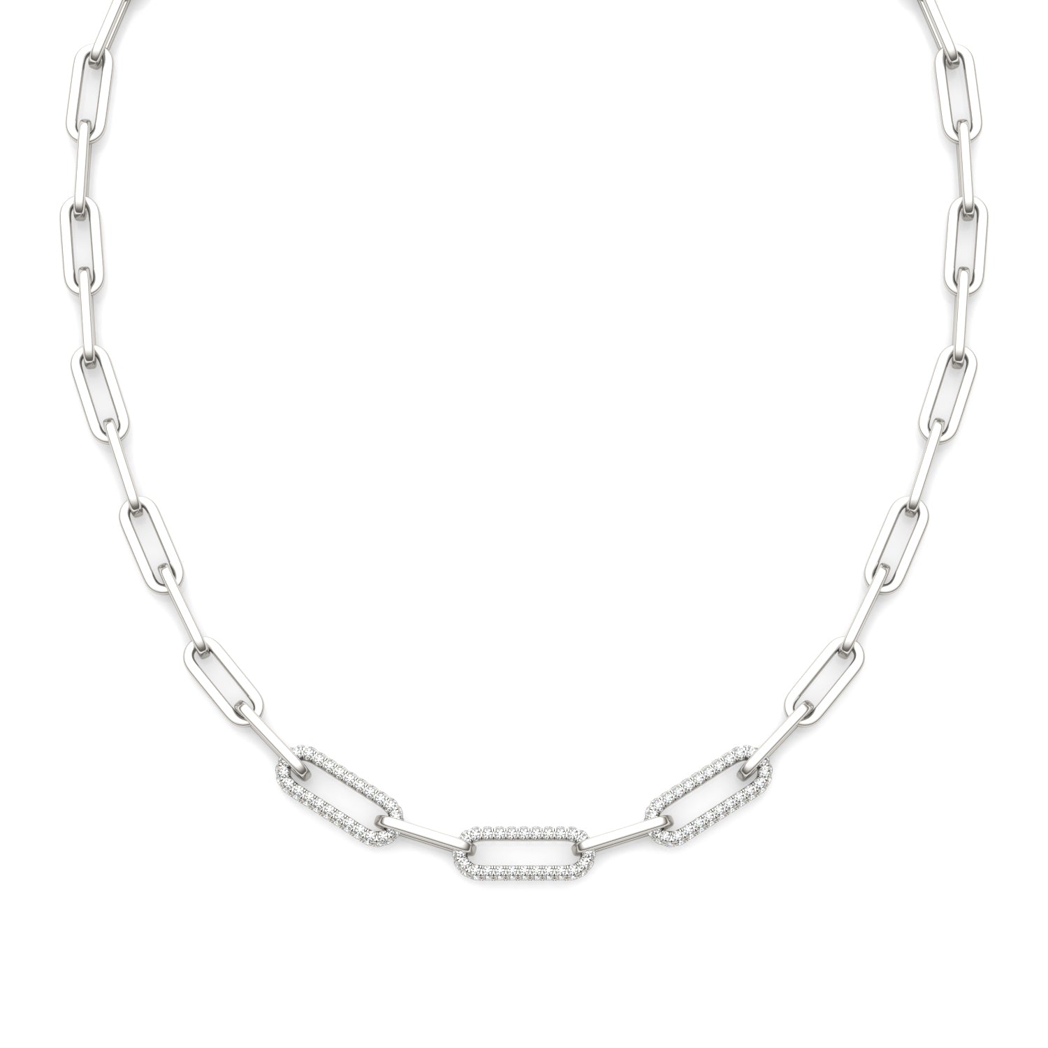 1 1/6 CTW Round Caydia® Lab Grown Diamond 18in Alternating Chain Link Necklace