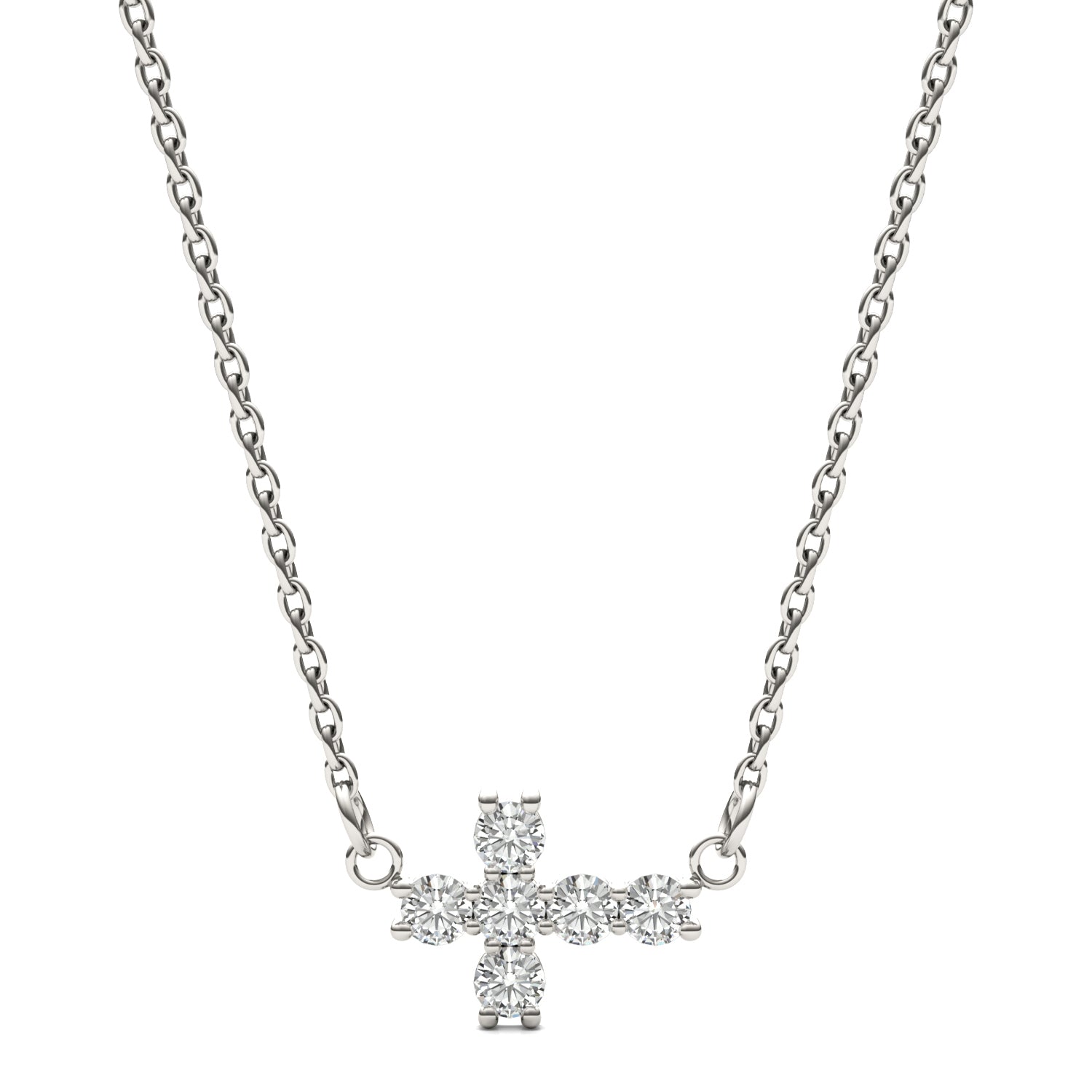 0.18 CTW DEW Round Forever Bright™ Moissanite East West Cross Necklace