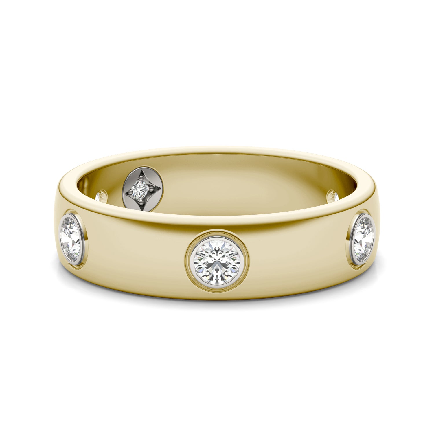 2/5 CTW Round Caydia® Lab Grown Diamond Signature Star Five Stone Bezel Set Band Ring