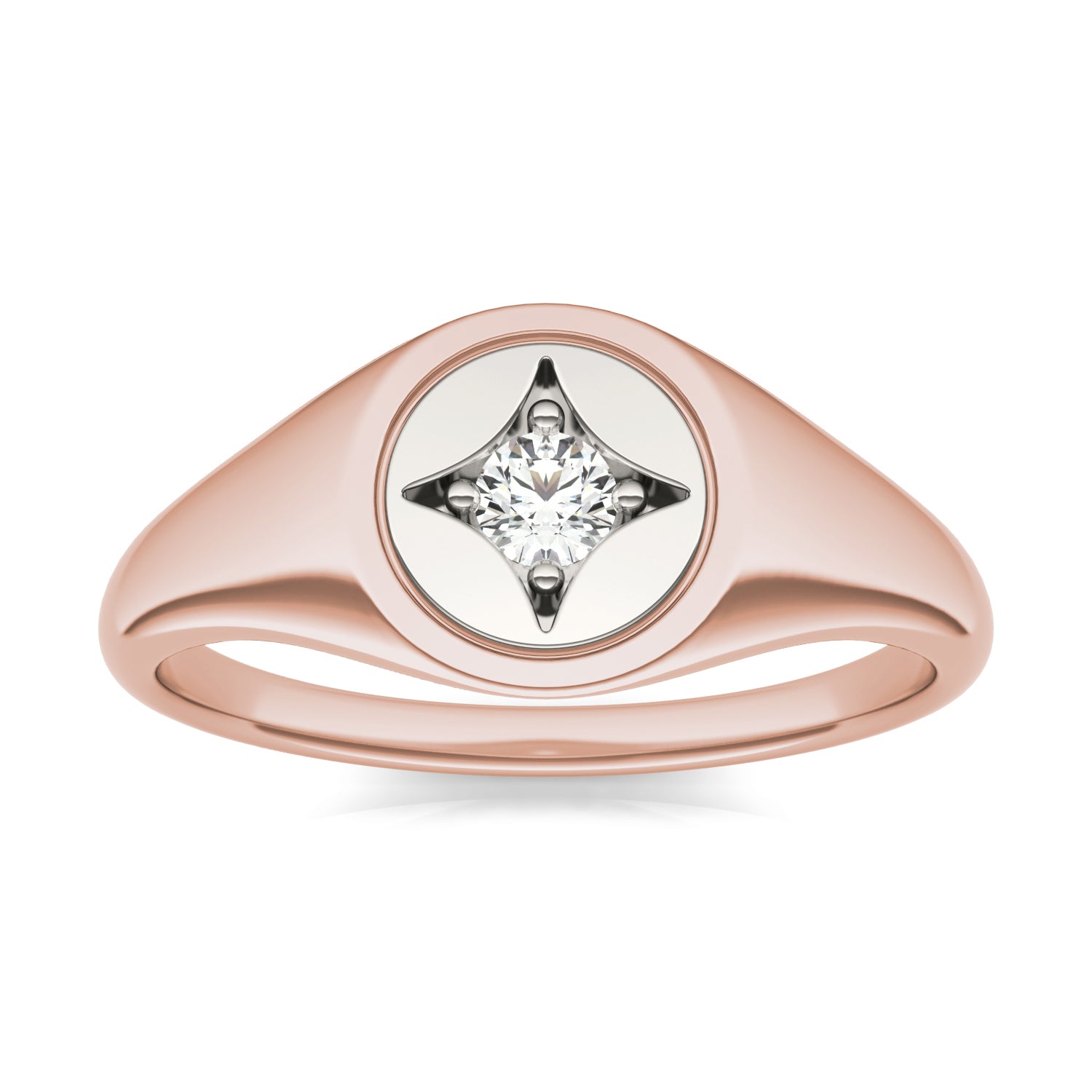 1/10 CTW Round Caydia® Lab Grown Diamond Signature Star Signet Ring