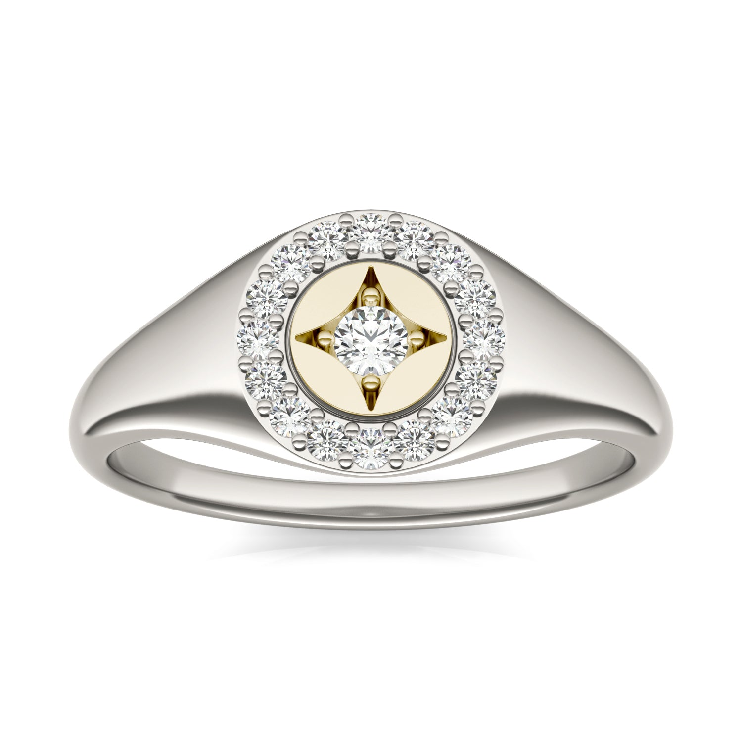 1/5 CTW Round Caydia® Lab Grown Diamond Signature Star Halo Signet Ring