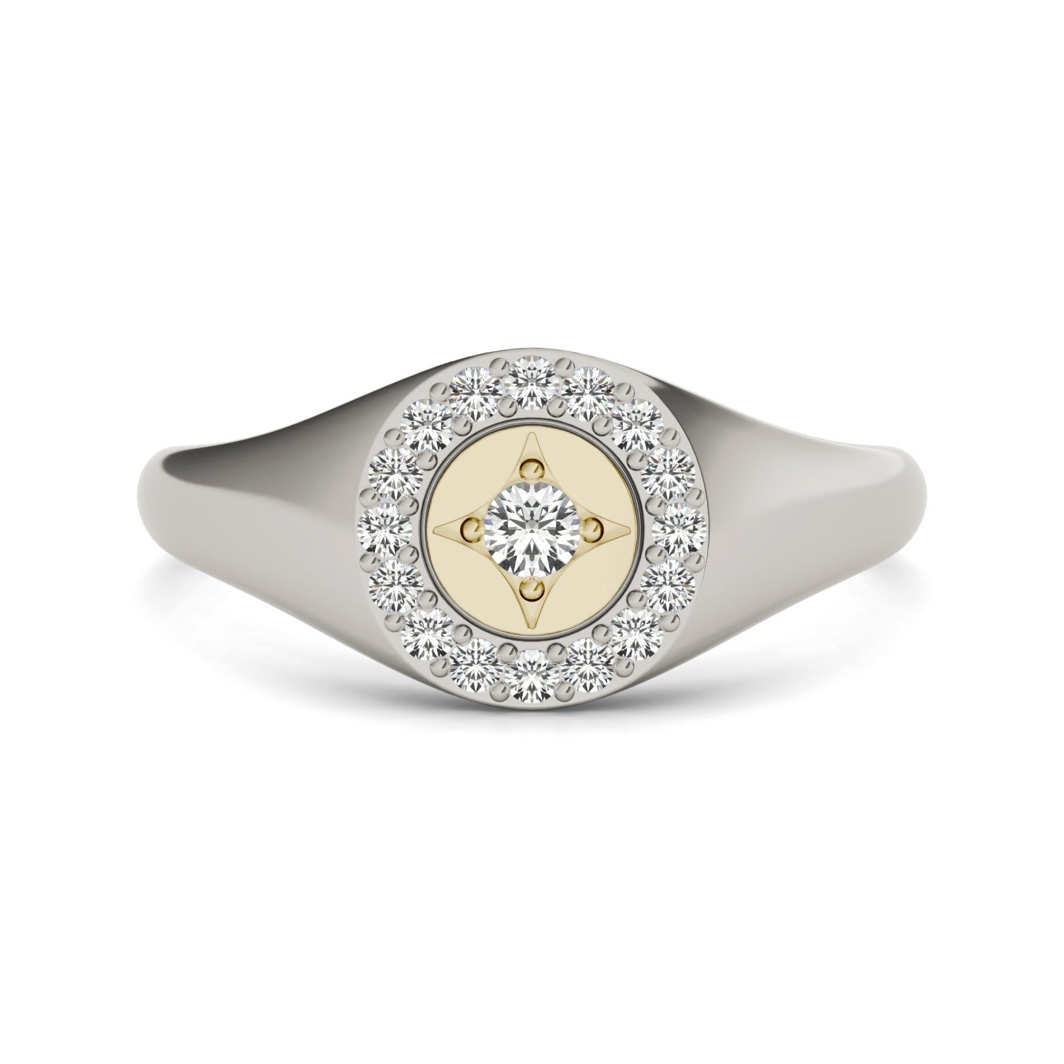 1/5 CTW Round Caydia® Lab Grown Diamond Signature Star Halo Signet Ring