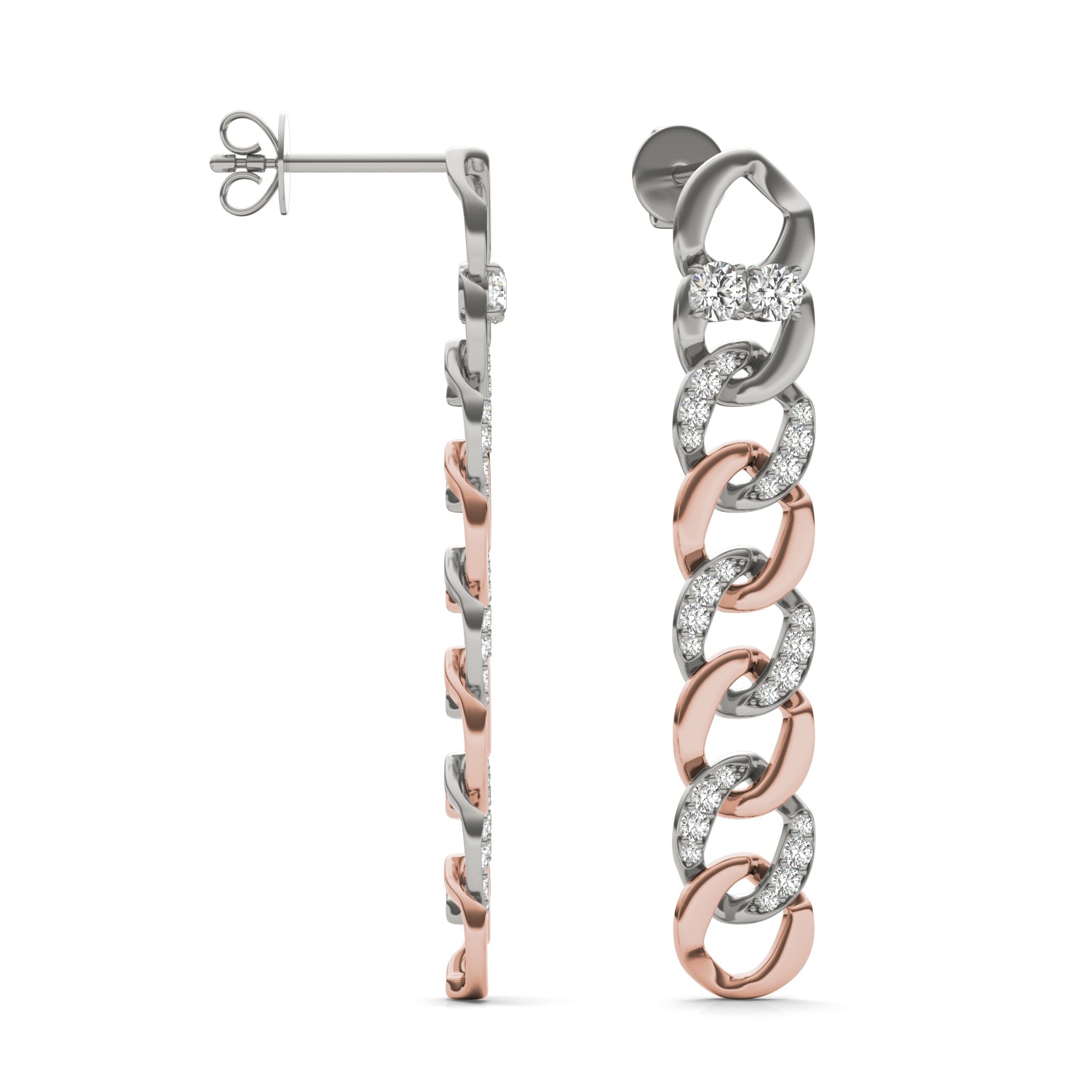 1/2 CTW Round Caydia® Lab Grown Diamond Chain Link Drop Earrings