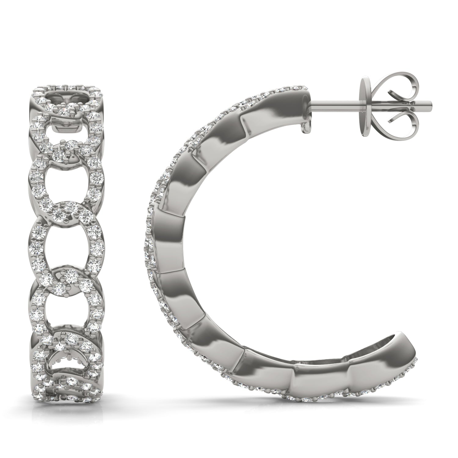 3/4 CTW Round Caydia® Lab Grown Diamond Chain Hoop Earrings