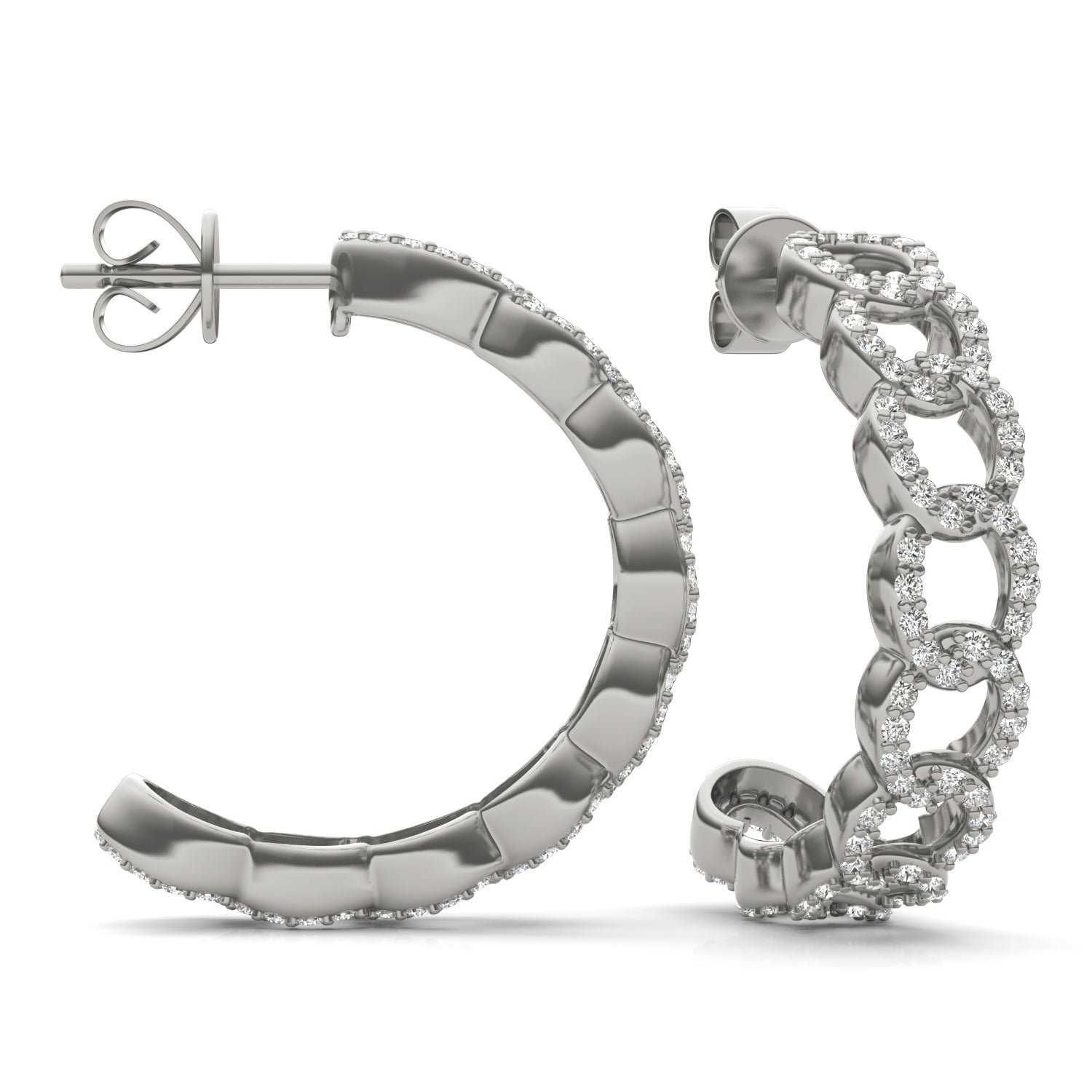 3/4 CTW Round Caydia® Lab Grown Diamond Chain Hoop Earrings