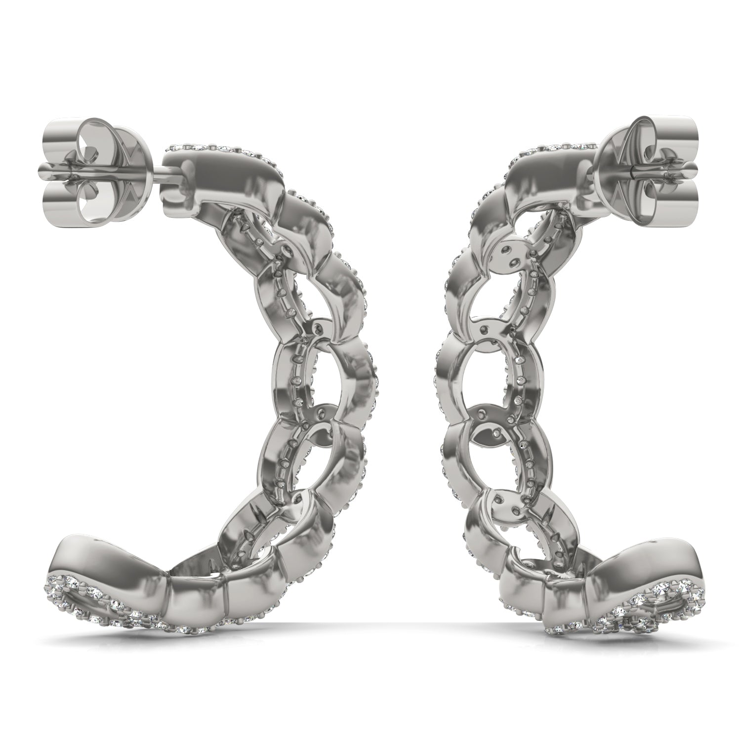 3/4 CTW Round Caydia® Lab Grown Diamond Chain Hoop Earrings