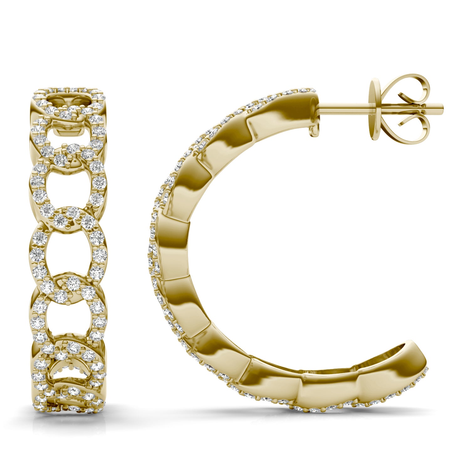 3/4 CTW Round Caydia® Lab Grown Diamond Chain Hoop Earrings