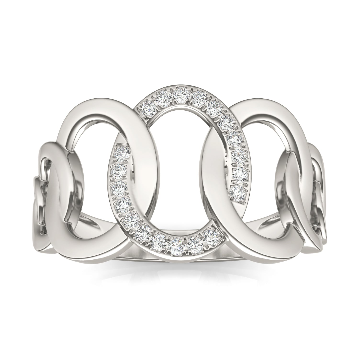 1/15 CTW Round Caydia® Lab Grown Diamond Oval Chain Ring