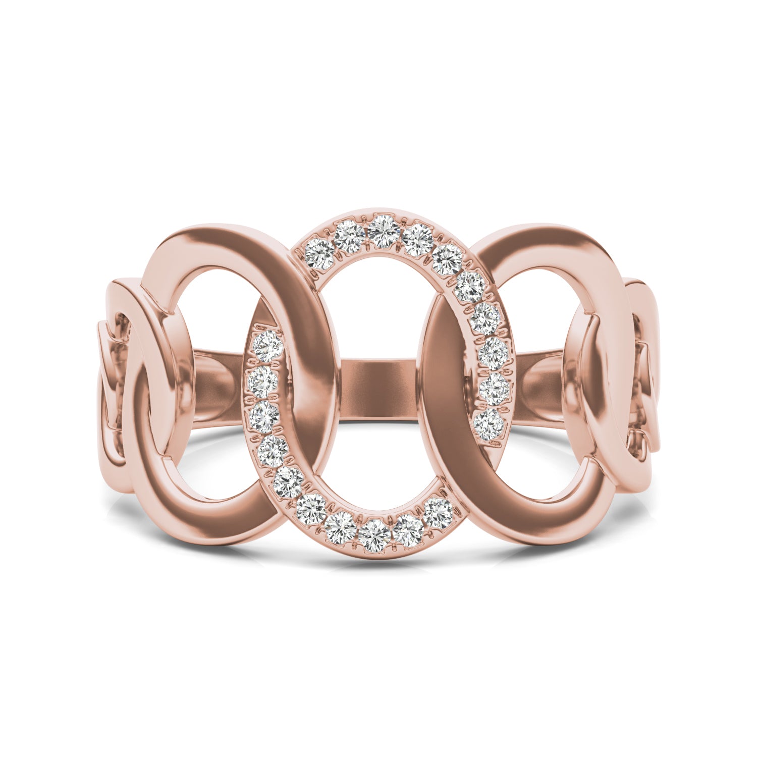 1/15 CTW Round Caydia® Lab Grown Diamond Oval Chain Ring