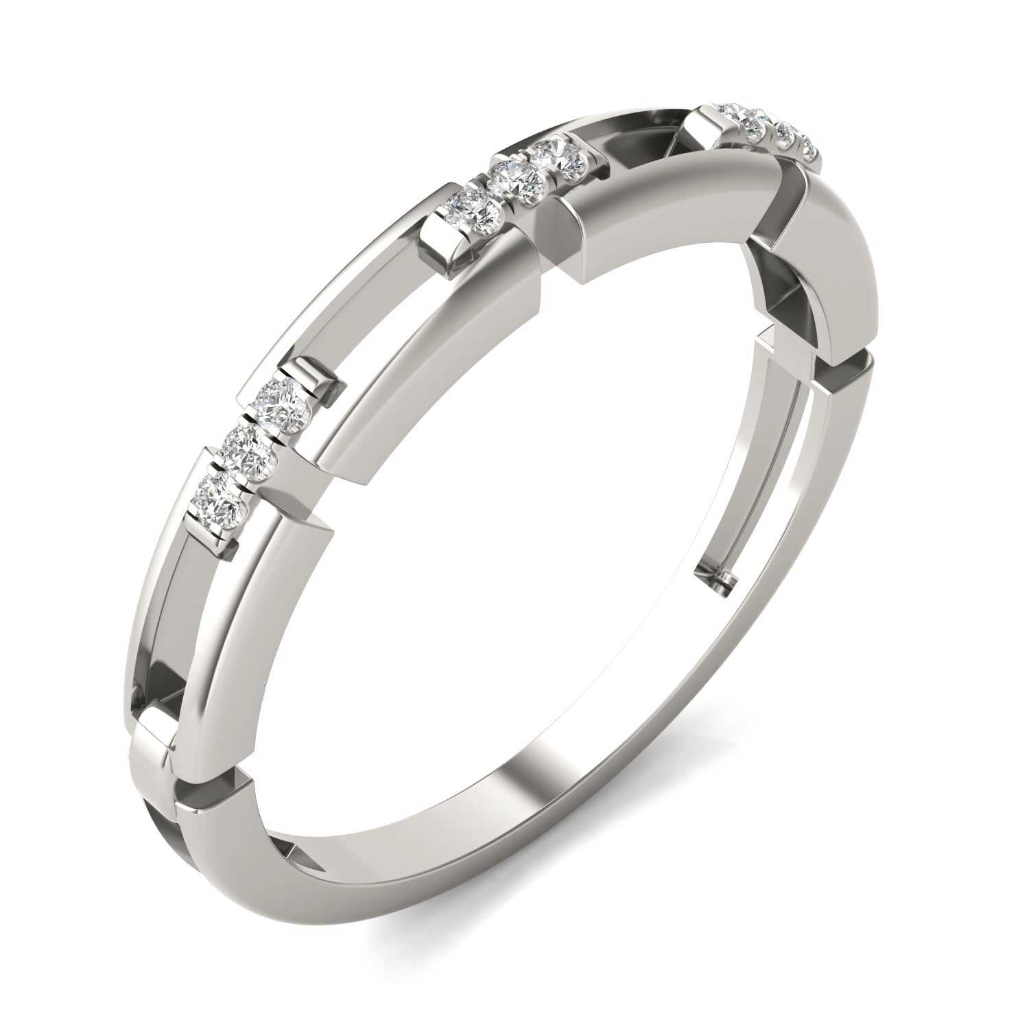 1/15 CTW Round Caydia® Lab Grown Diamond Rectangle Chain Fashion Ring