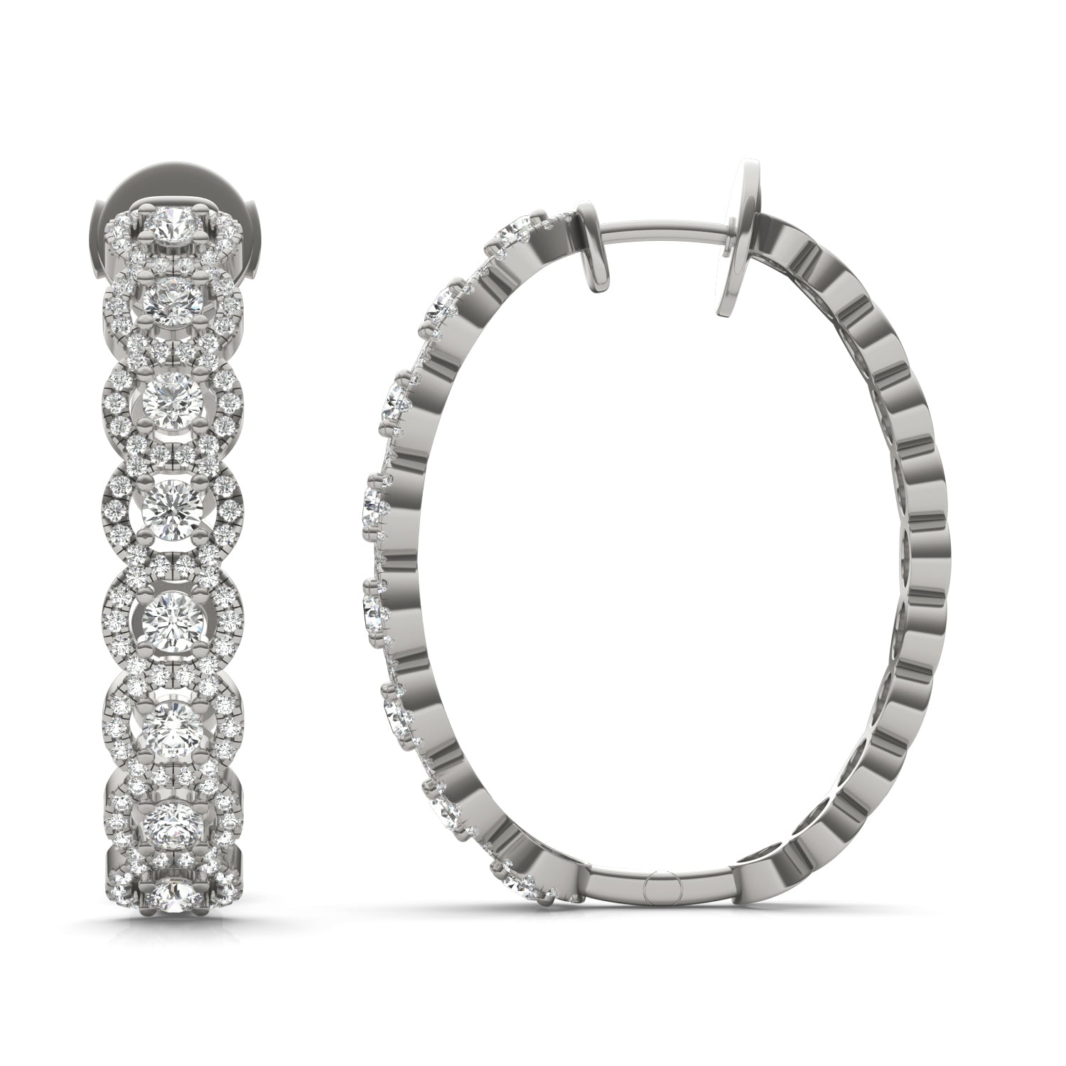 1 1/5 CTW Round Caydia® Lab Grown Diamond Halo Hoop Earrings