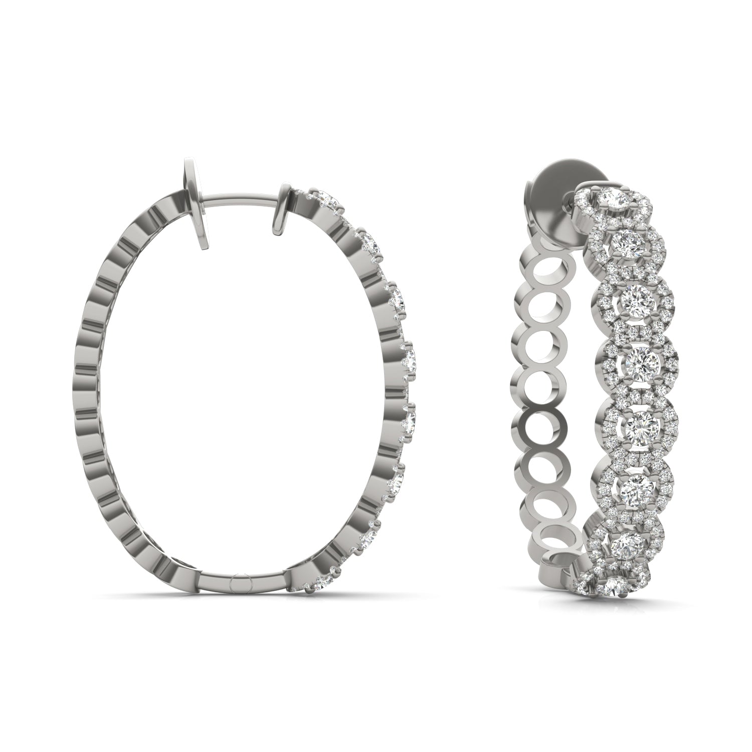 1 1/5 CTW Round Caydia® Lab Grown Diamond Halo Hoop Earrings