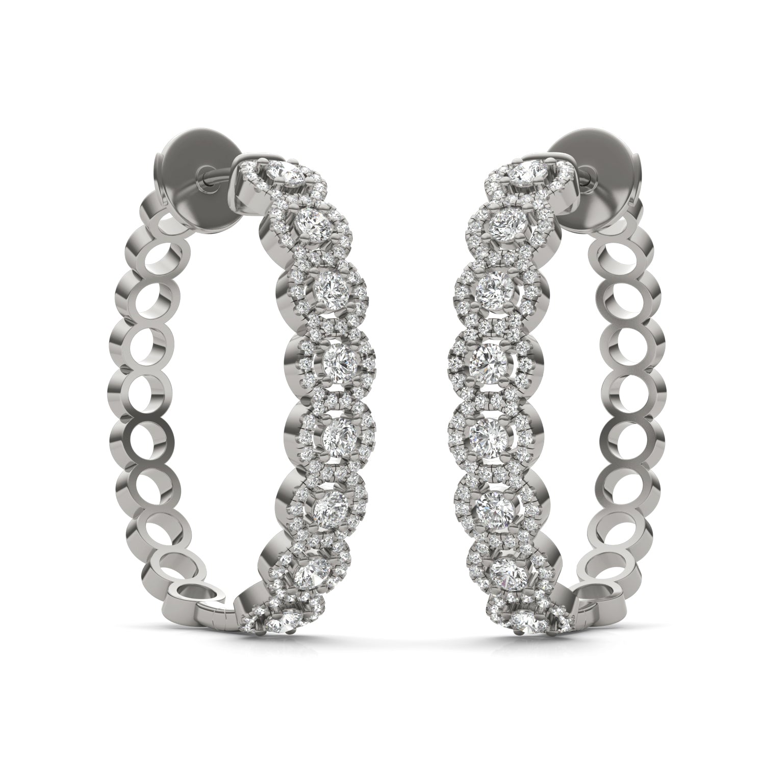 1 1/5 CTW Round Caydia® Lab Grown Diamond Halo Hoop Earrings