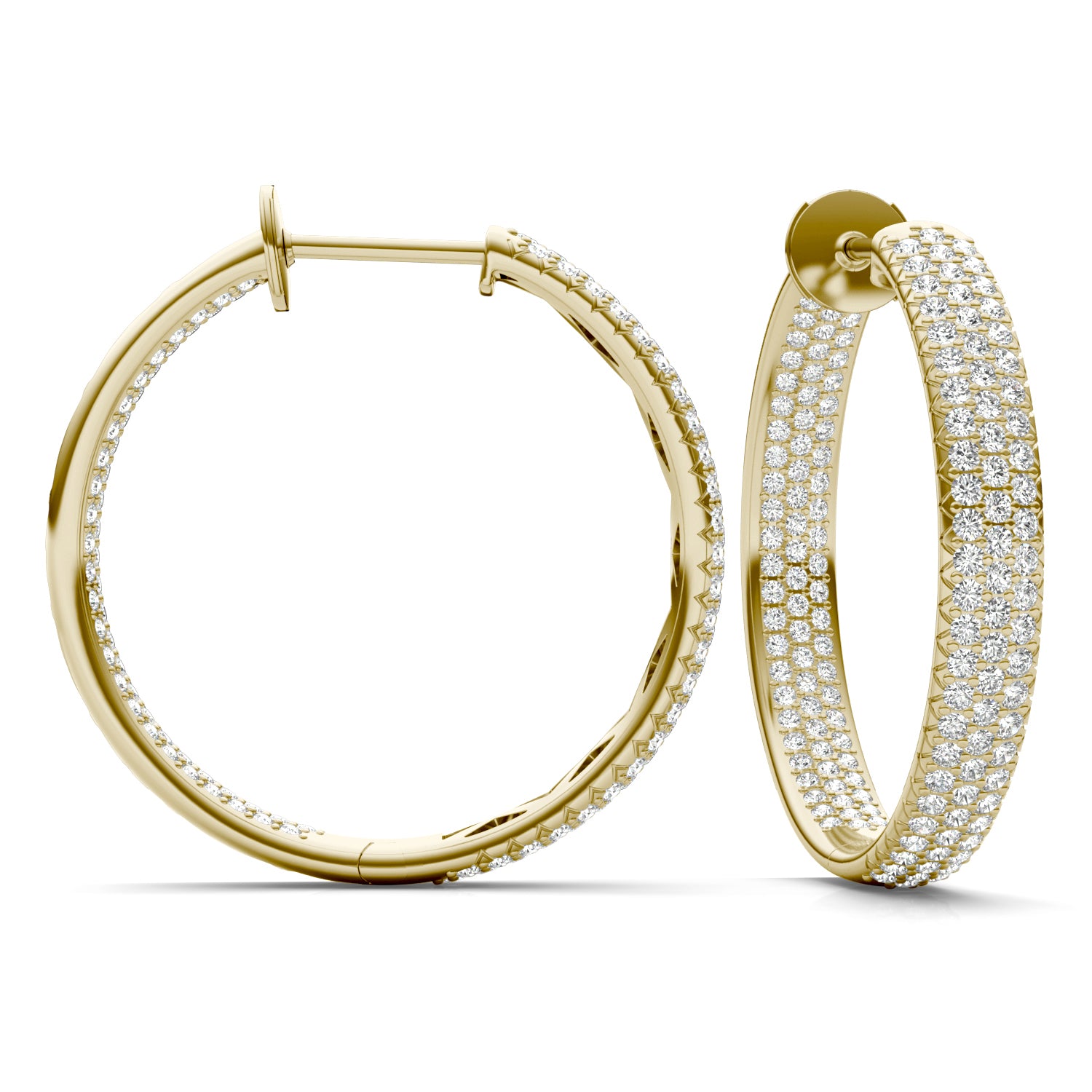 3 CTW Round Caydia® Lab Grown Diamond Three Row Pavé Inside Out Earrings