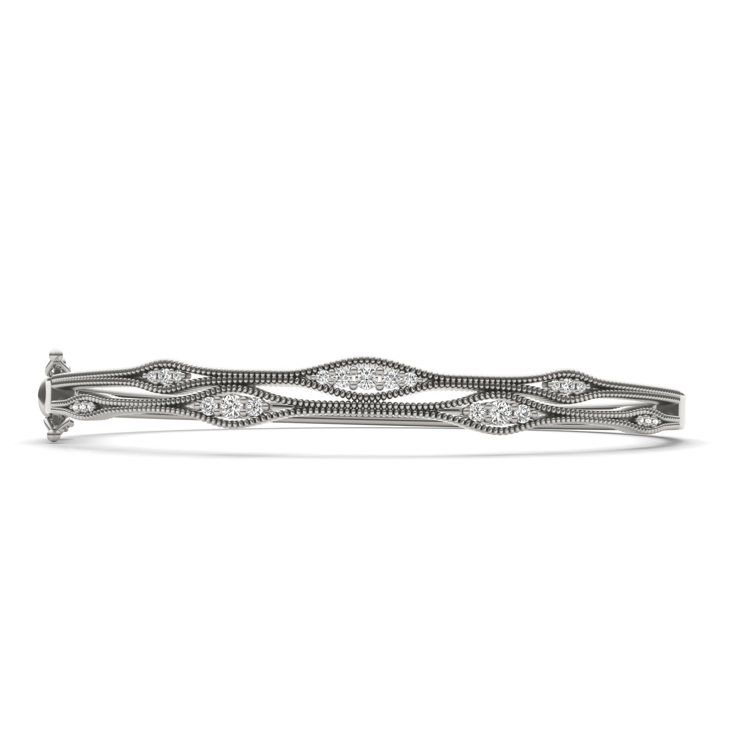 2/5 CTW Round Caydia® Lab Grown Diamond Two Row Alternating Bangle Bracelet