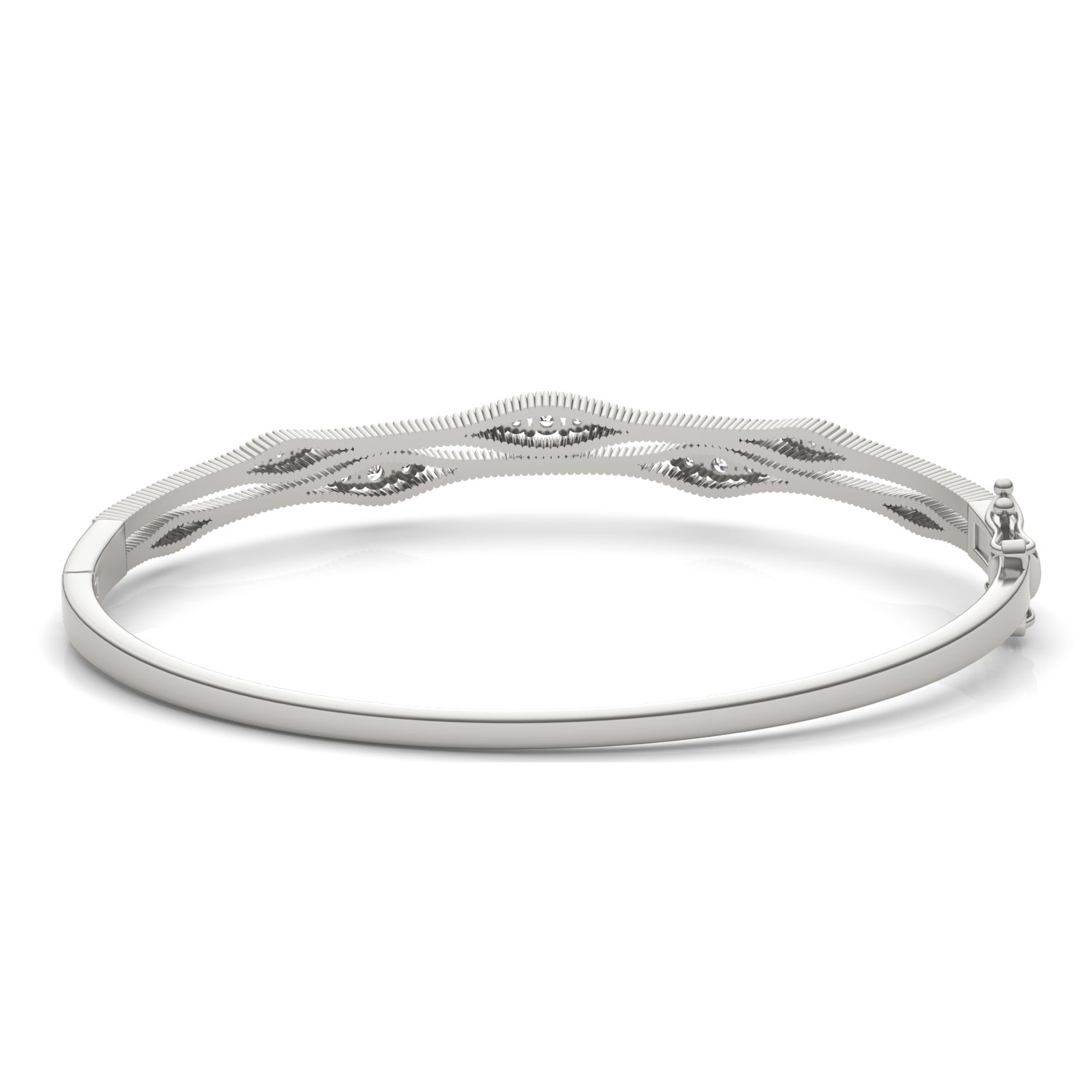 2/5 CTW Round Caydia® Lab Grown Diamond Two Row Alternating Bangle Bracelet