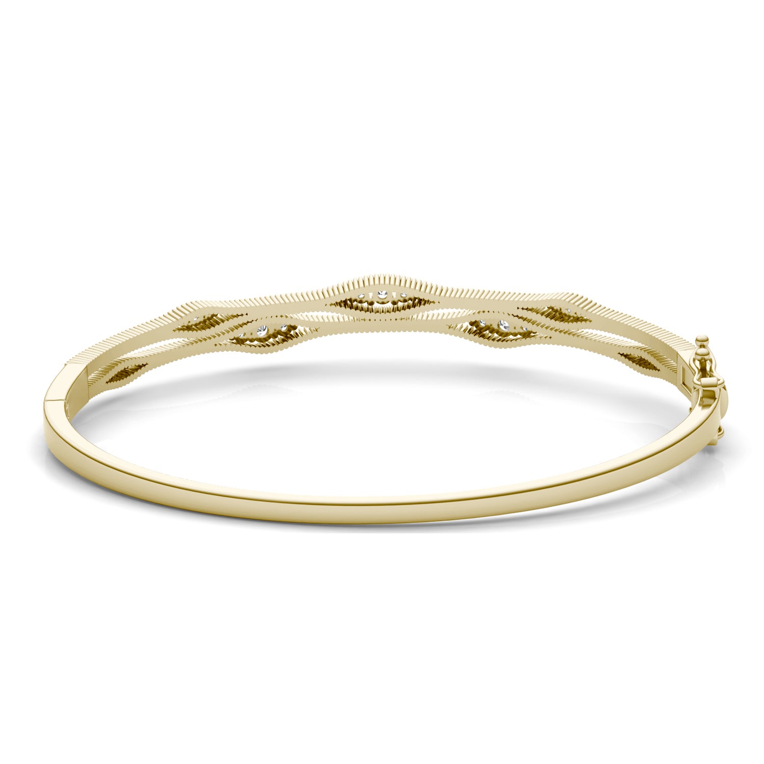 2/5 CTW Round Caydia® Lab Grown Diamond Two Row Alternating Bangle Bracelet