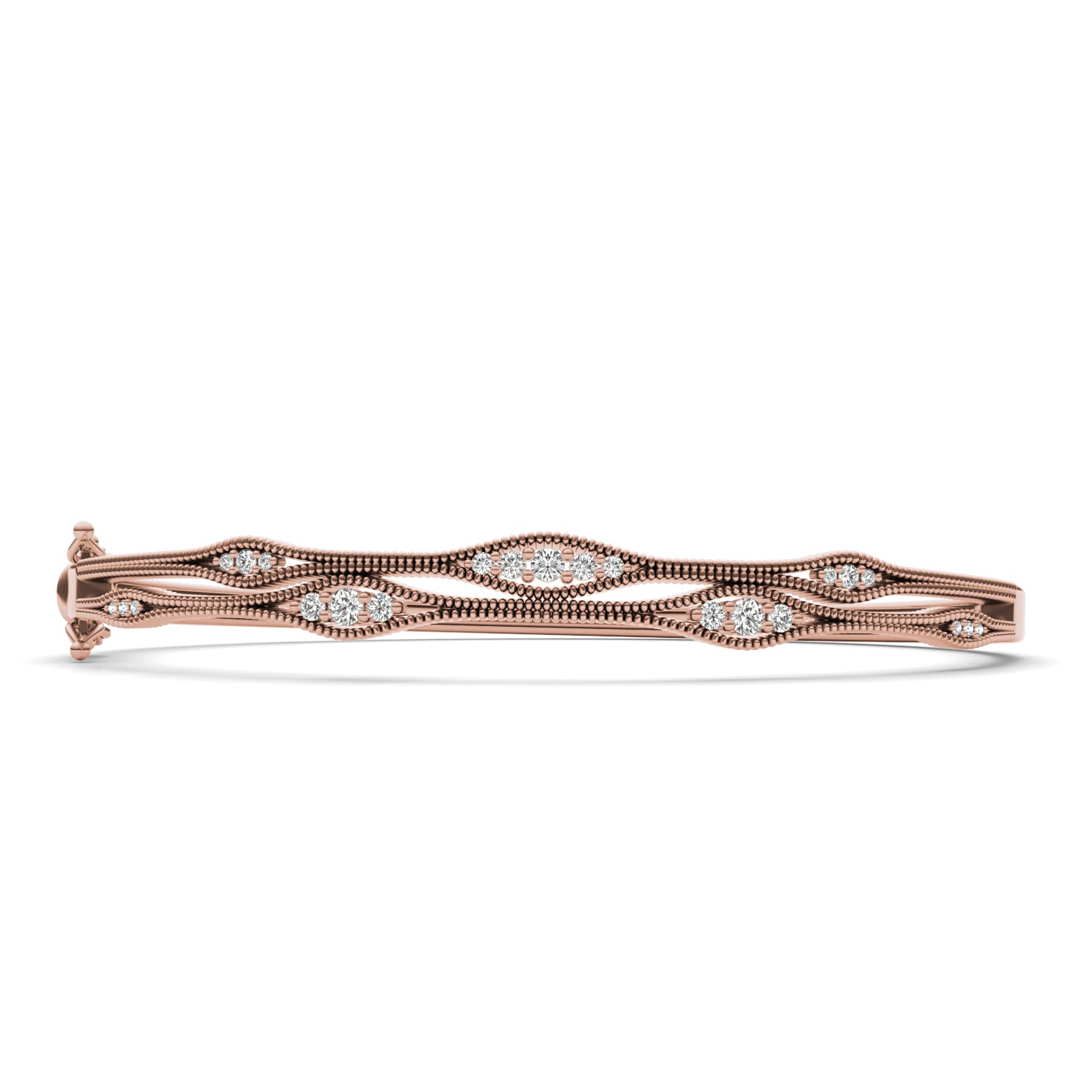 2/5 CTW Round Caydia® Lab Grown Diamond Two Row Alternating Bangle Bracelet