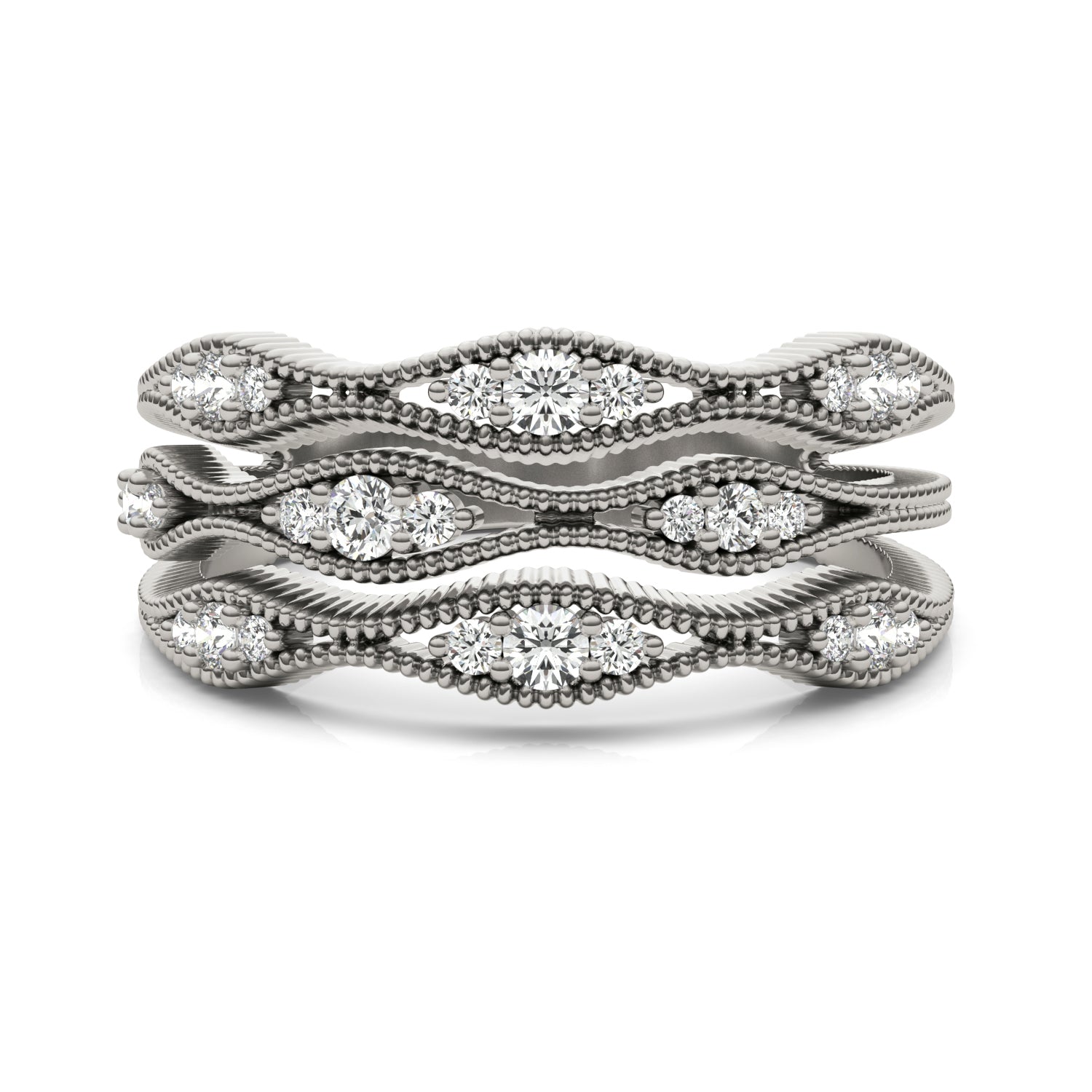 1/3 CTW Round Caydia® Lab Grown Diamond Three Row Graduated Ring